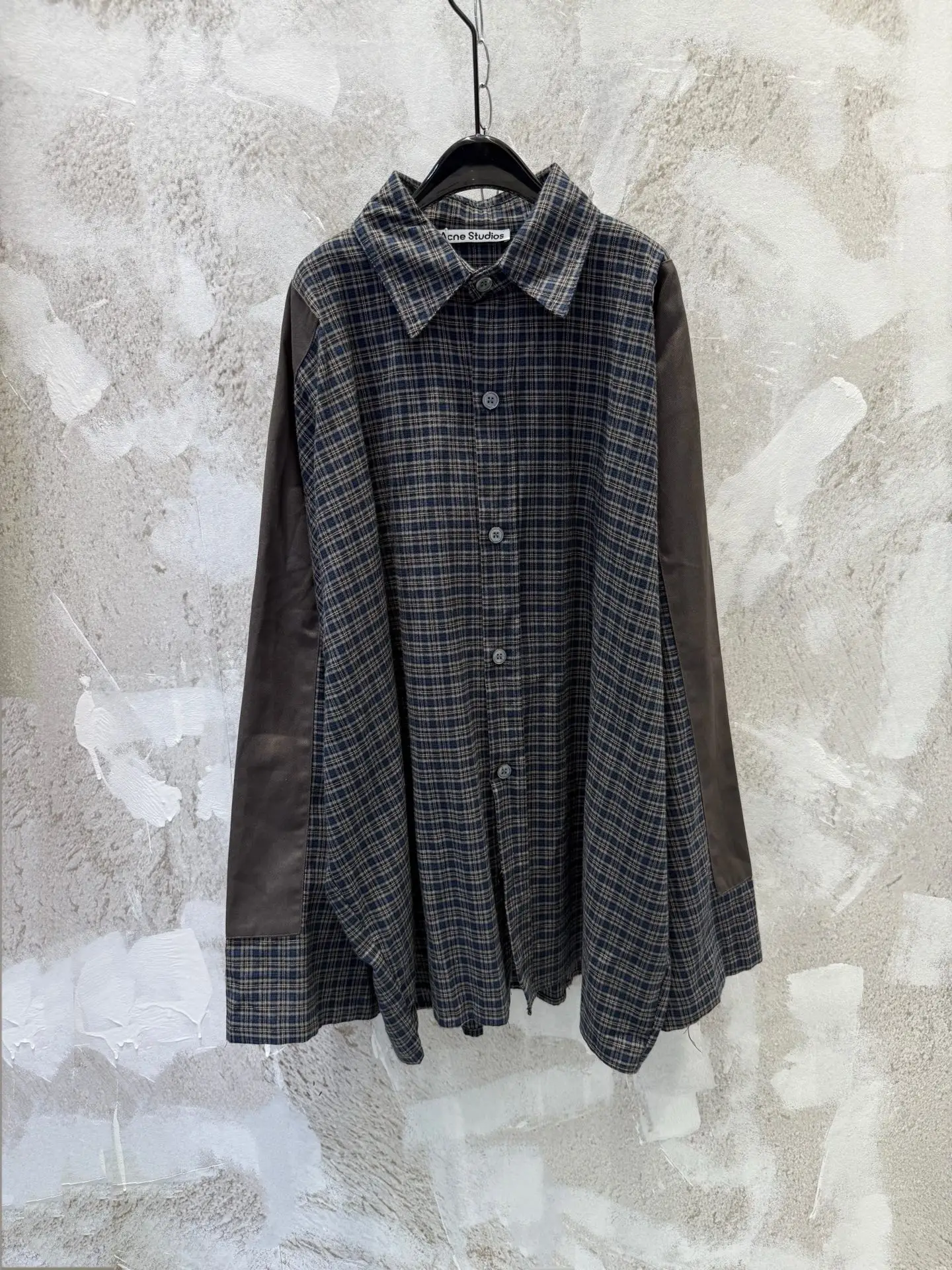 Oversized Patchwork Checked Flannel Shirt D19512951