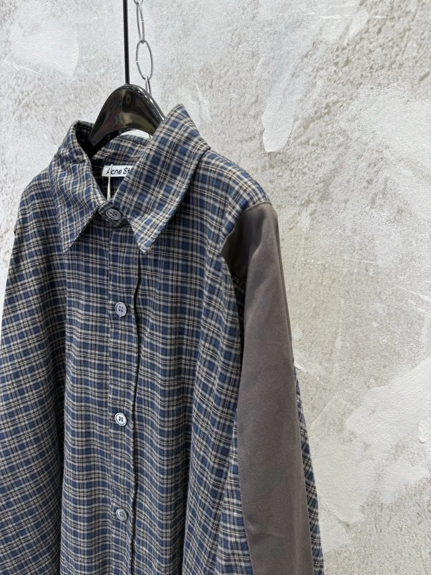 Oversized Patchwork Checked Flannel Shirt D19512951 — view 7
