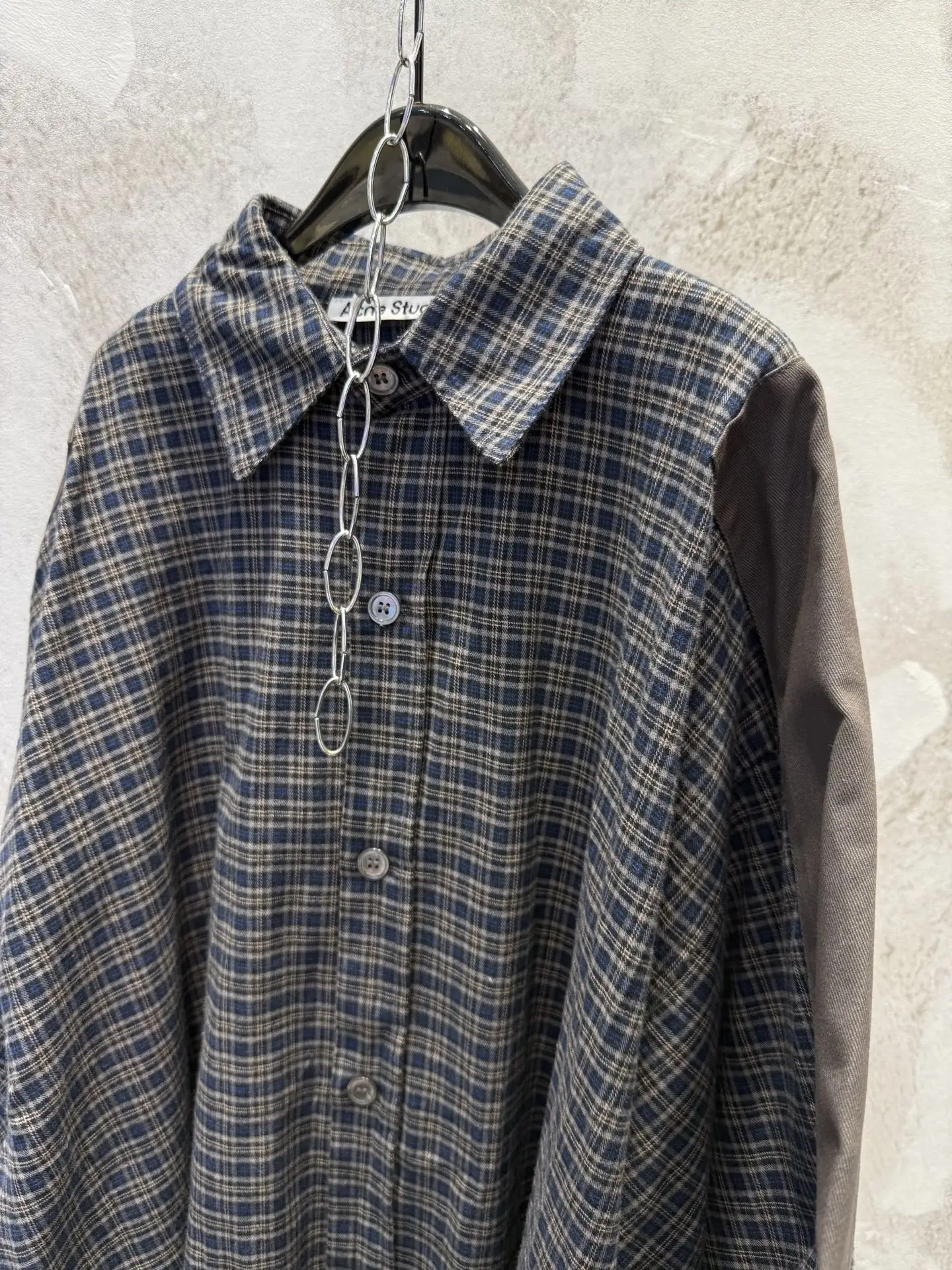 Oversized Patchwork Checked Flannel Shirt D19512951 — view 11