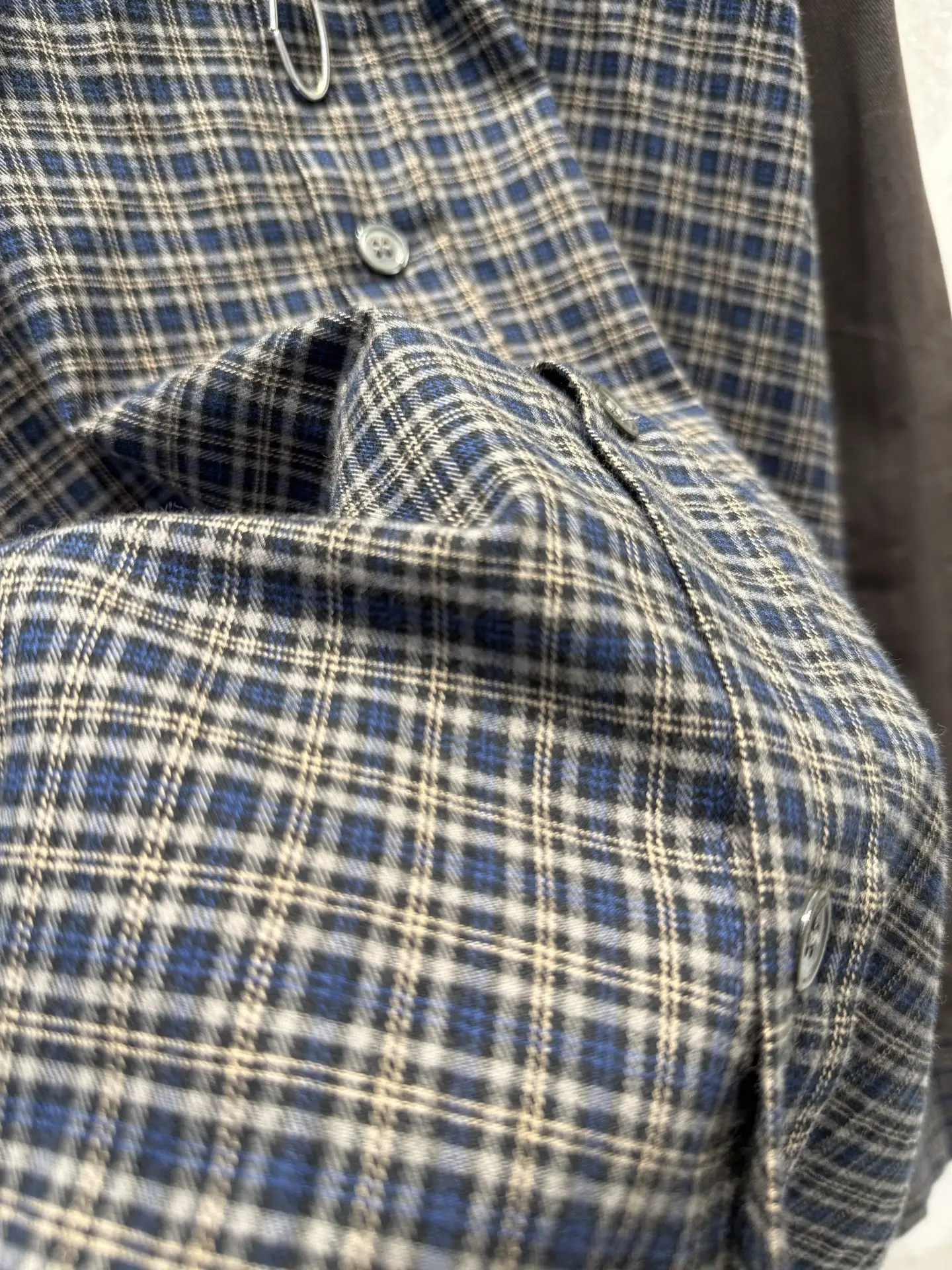 Oversized Patchwork Checked Flannel Shirt D19512951 — view 12