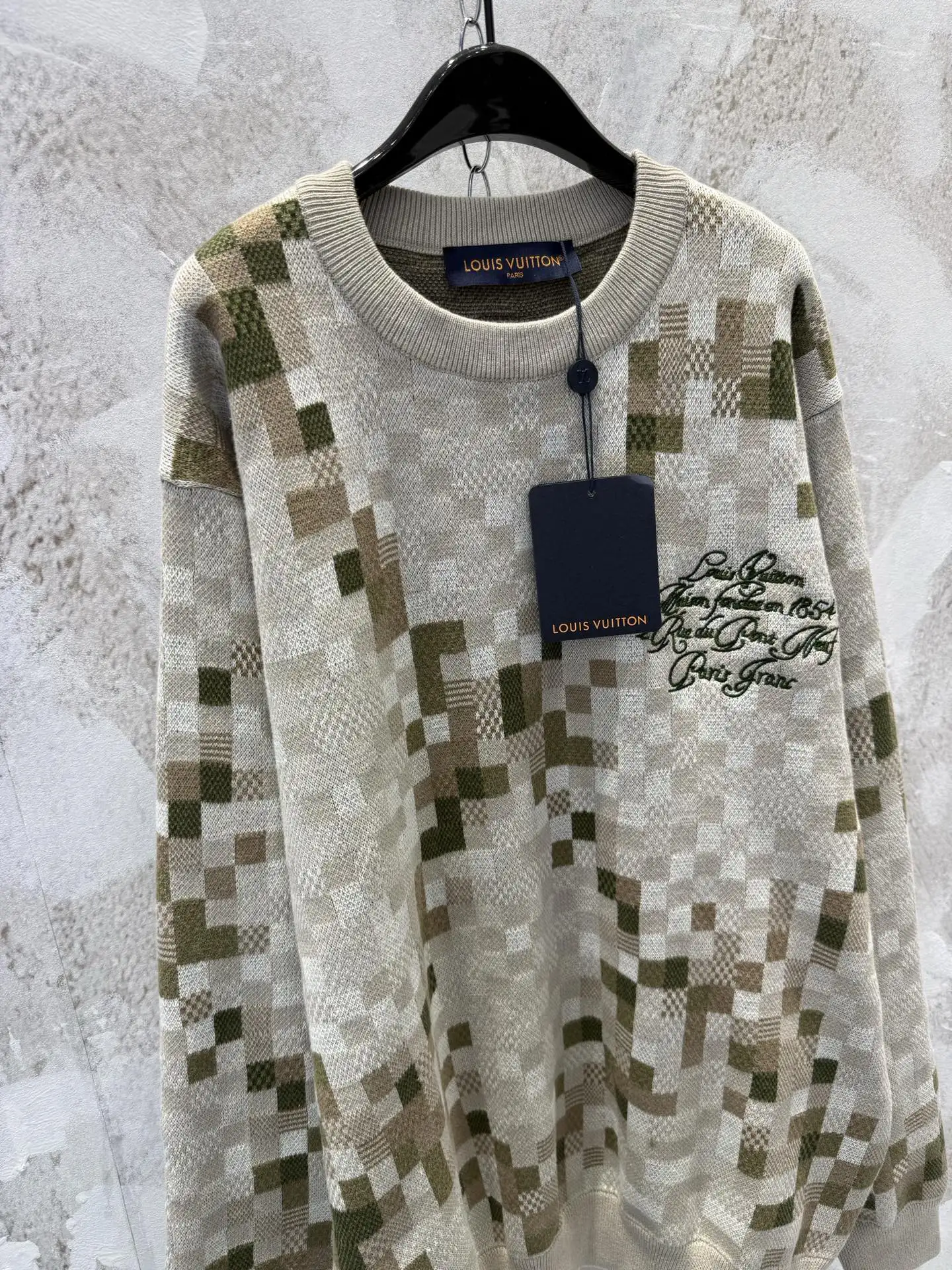 Damier Camouflage Intarsia Cotton Sweater D22512945 — view 3