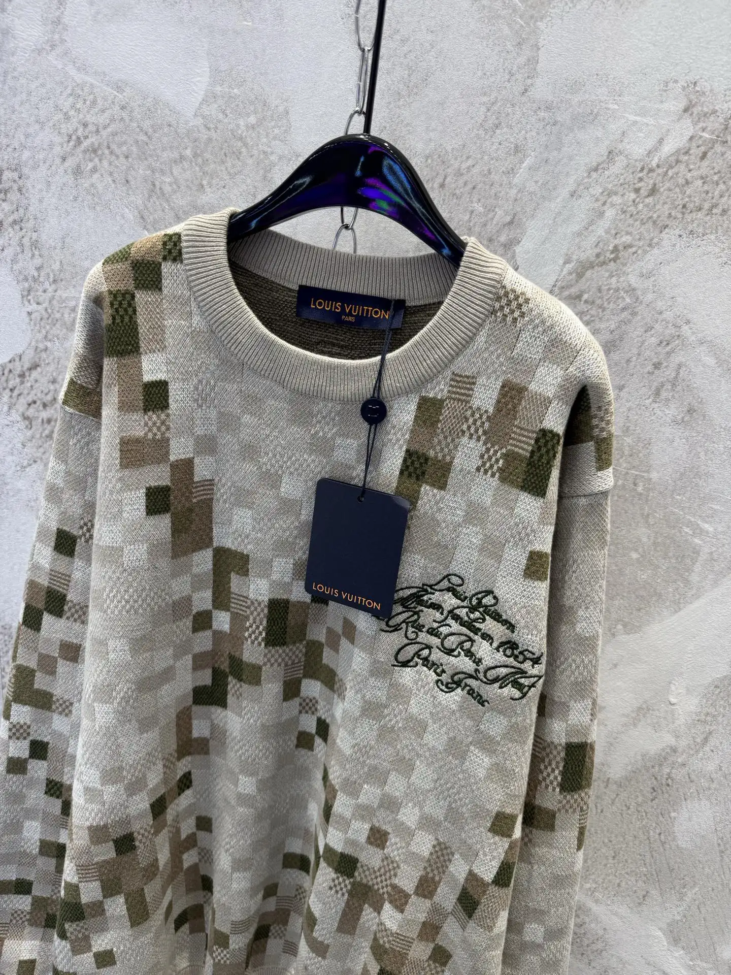 Damier Camouflage Intarsia Cotton Sweater D22512945 — view 5