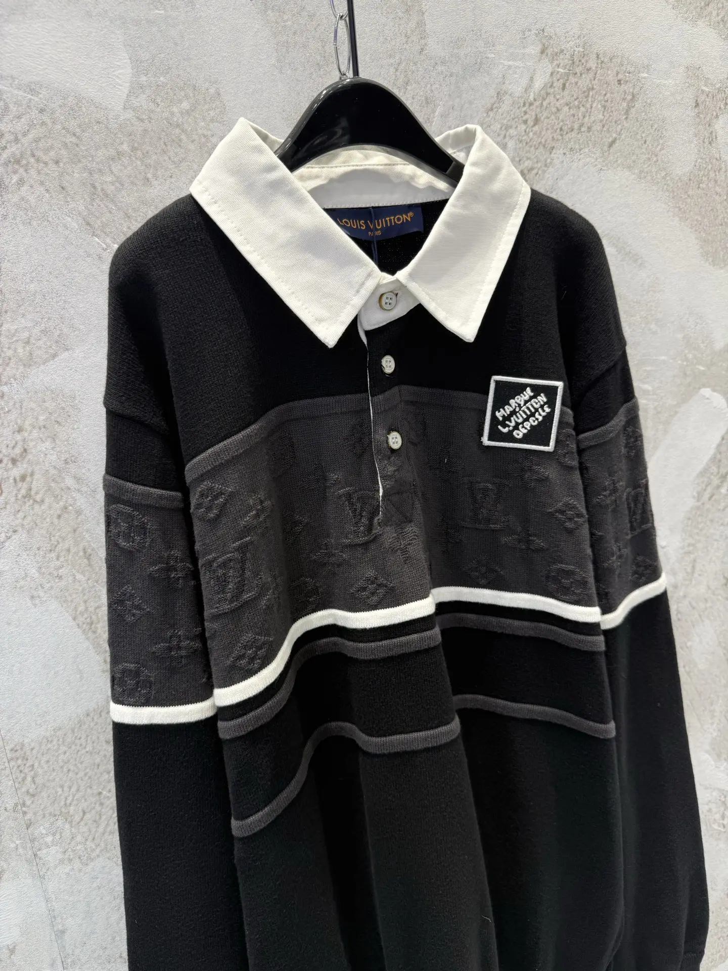 Monogram Jacquard Long-Sleeve Polo Shirt D23012943 — view 3