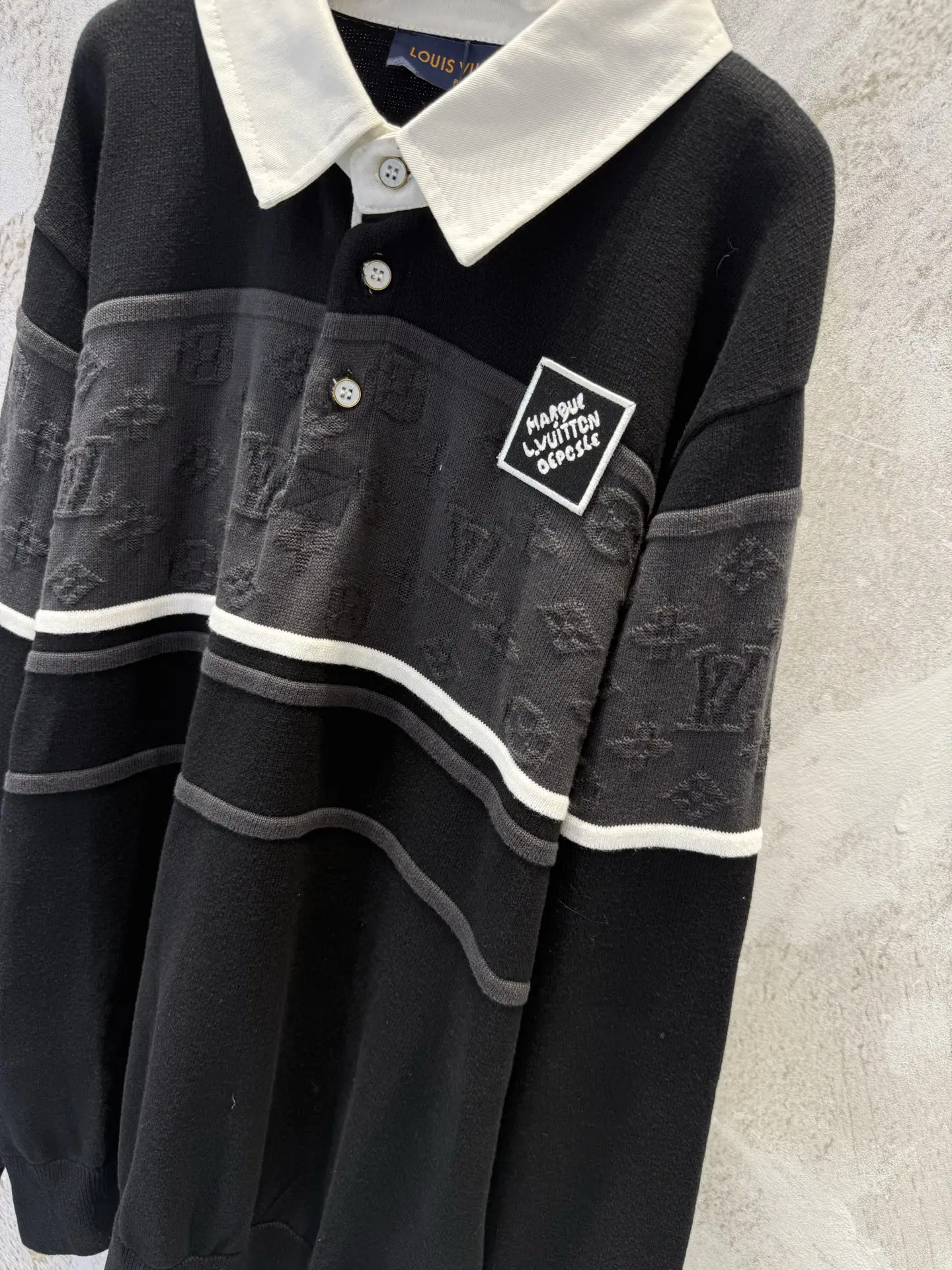 Monogram Jacquard Long-Sleeve Polo Shirt D23012943 — view 5