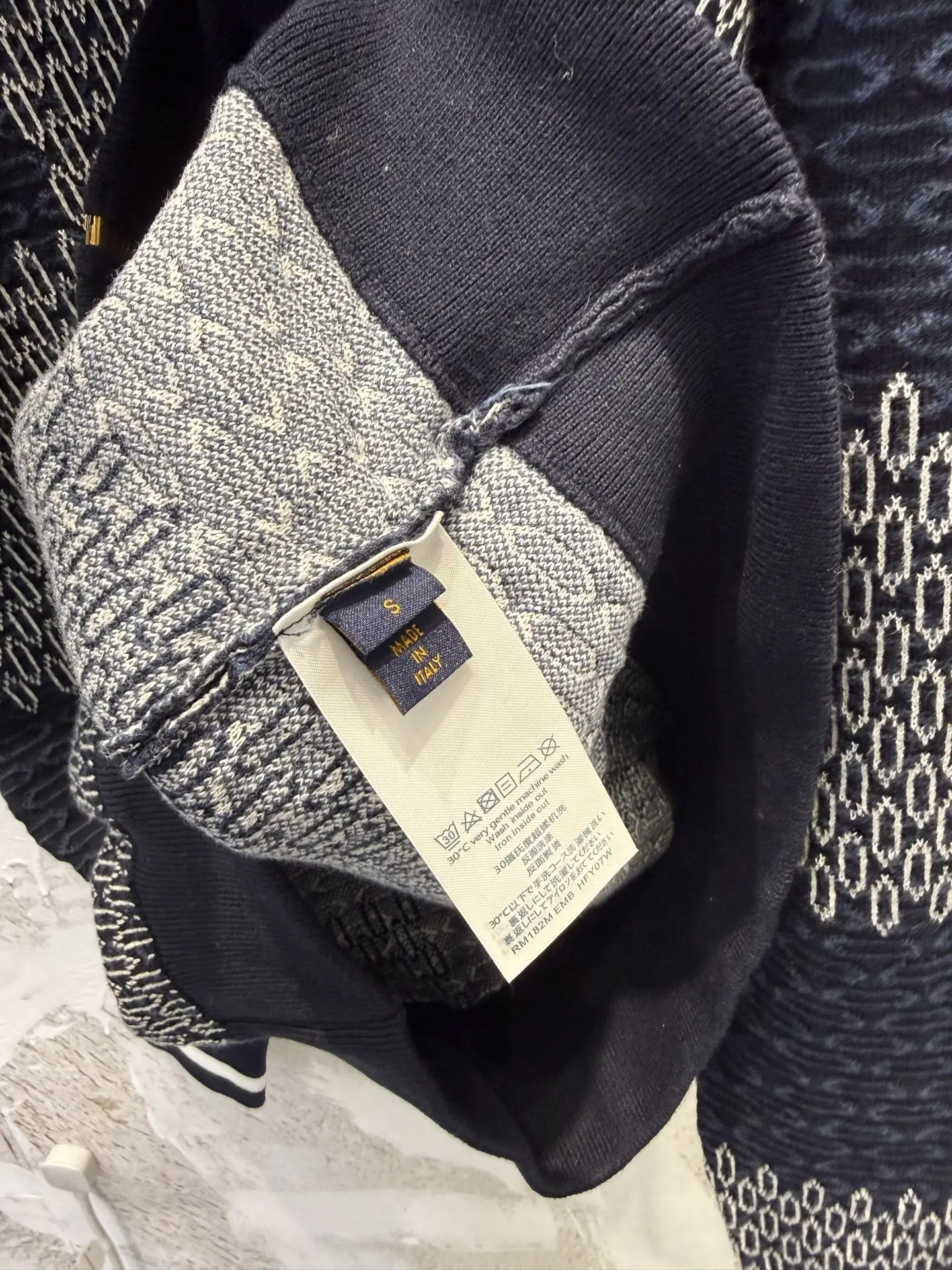Damier Pattern Knit Bomber Cardigan D26012944 — view 9