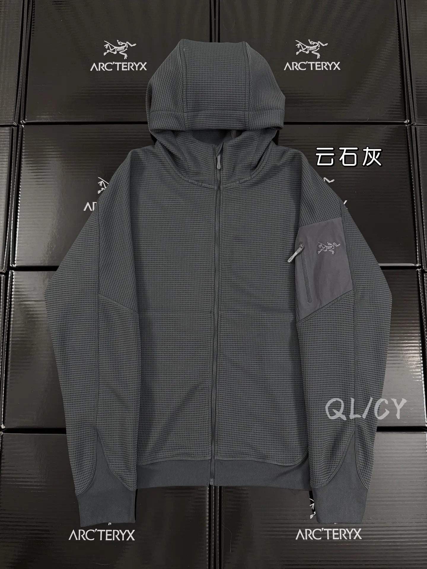 Olera Waffle-Knit Hooded Zip-Up Jacket D28019593