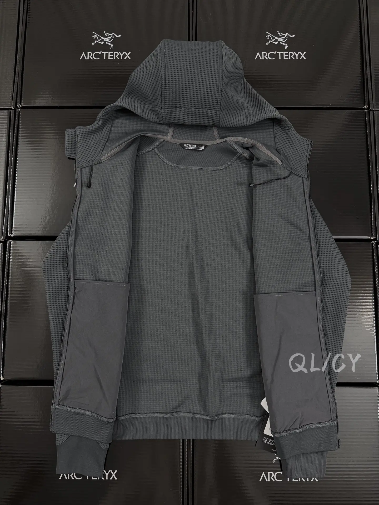 Olera Waffle-Knit Hooded Zip-Up Jacket D28019593 — view 7