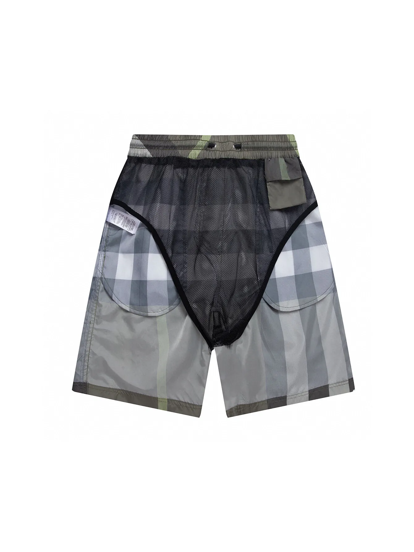 Check Print Drawstring Swim Shorts D10515879 — view 4