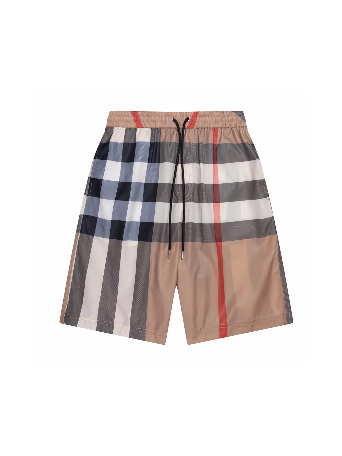 Check Print Drawstring Swim Shorts D10515877 — view 2