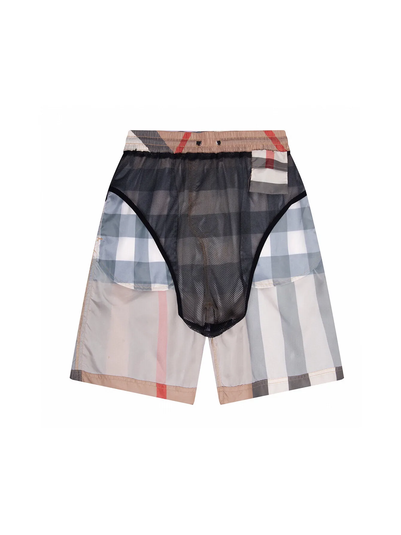 Check Print Drawstring Swim Shorts D10515877 — view 4