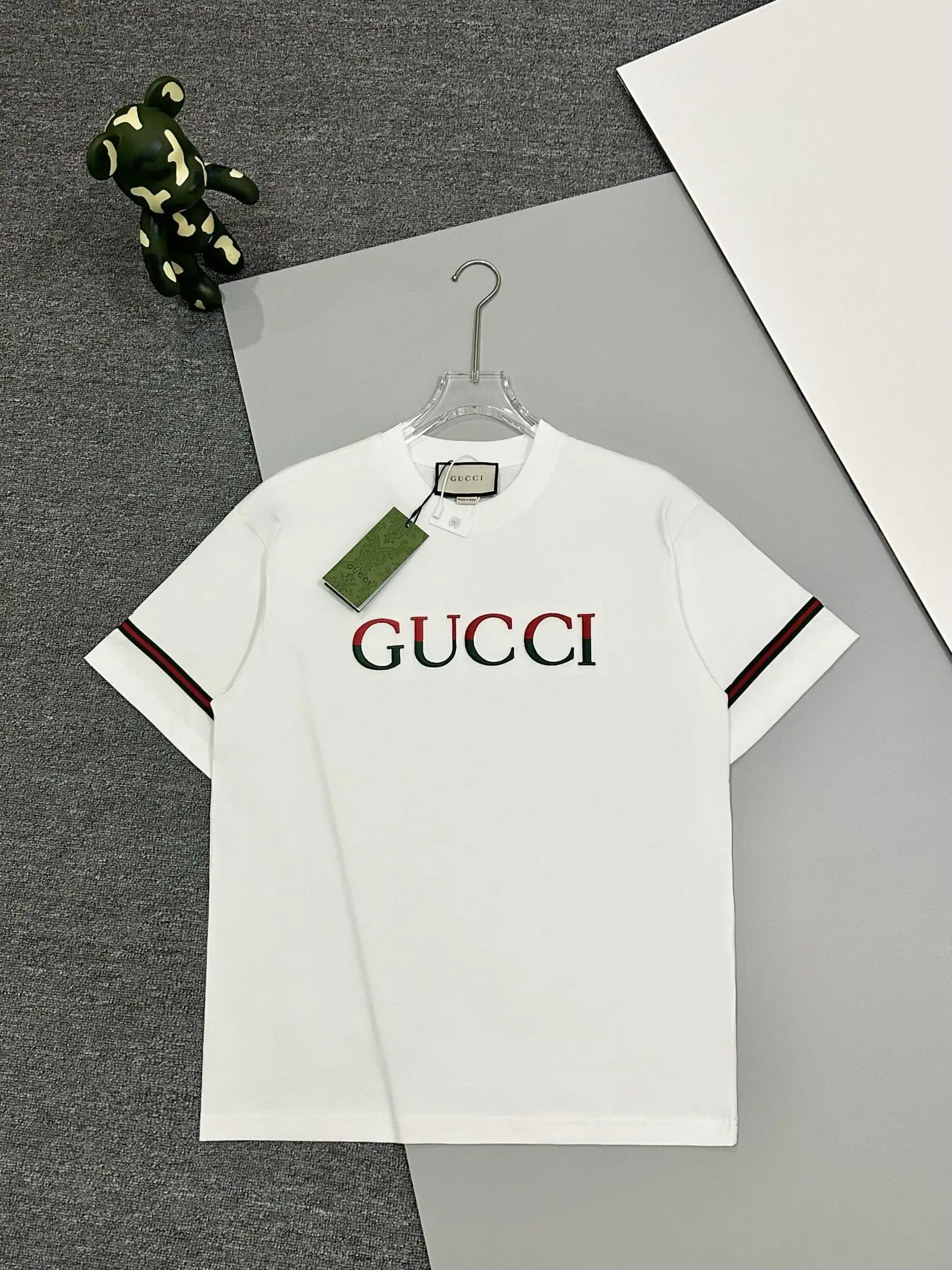 Logo Embroidered Web-Stripe Cotton T-Shirt D13513342
