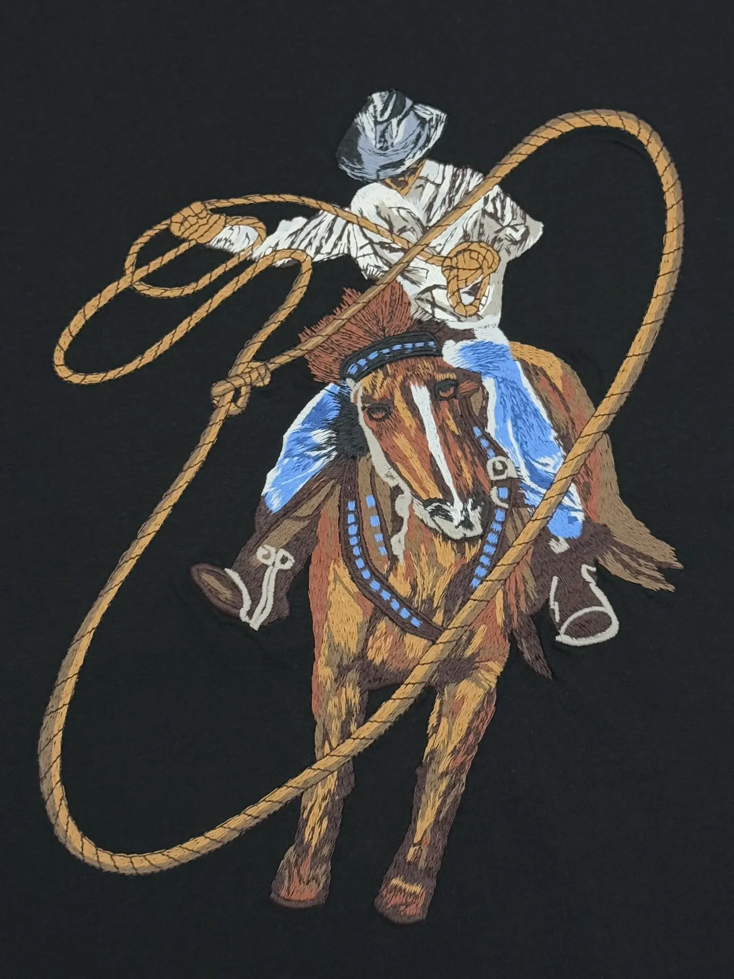 Embroidered Cowboy Lasso Cotton T-Shirt D14513399 — view 4
