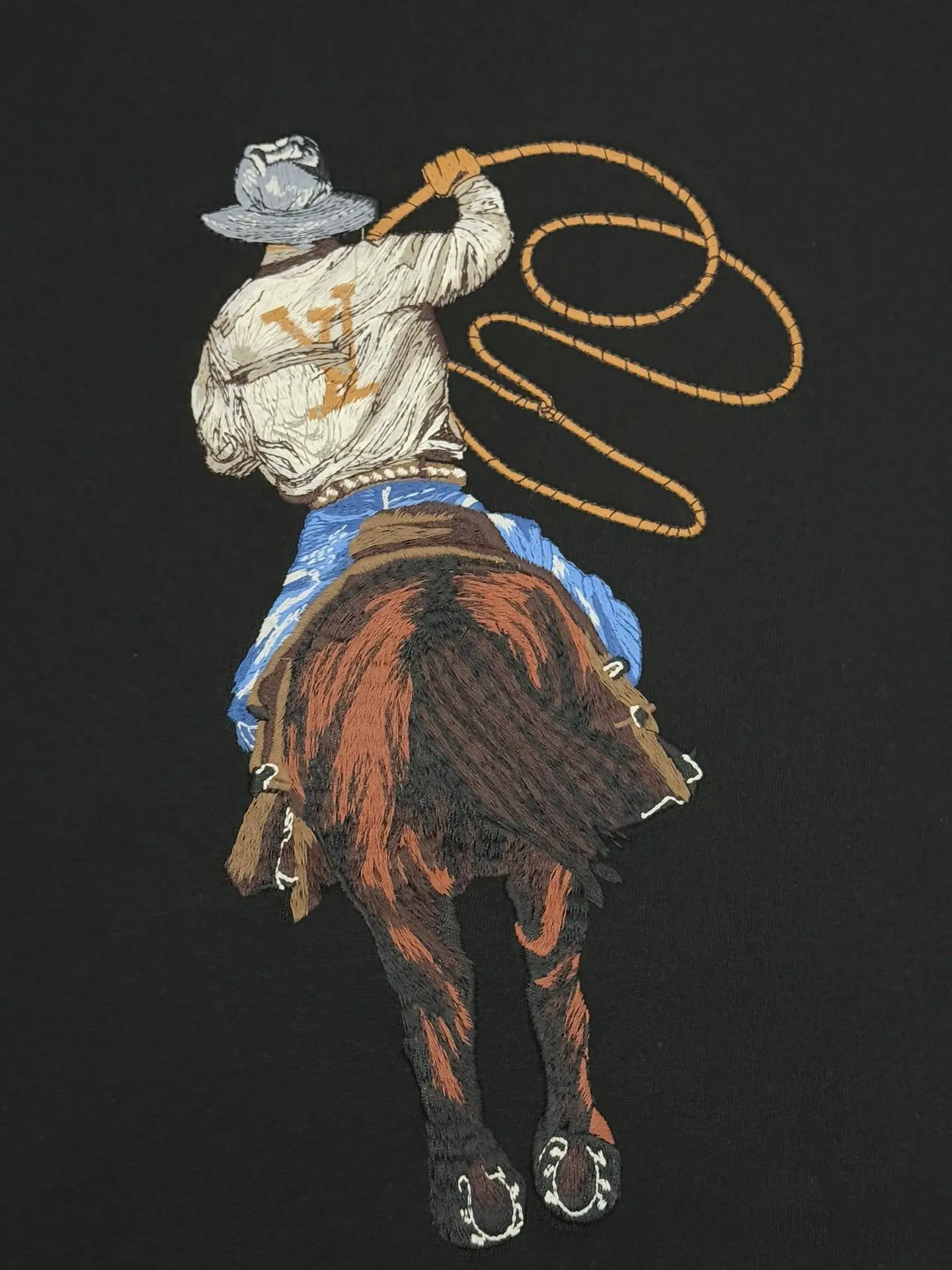 Embroidered Cowboy Lasso Cotton T-Shirt D14513399 — view 6