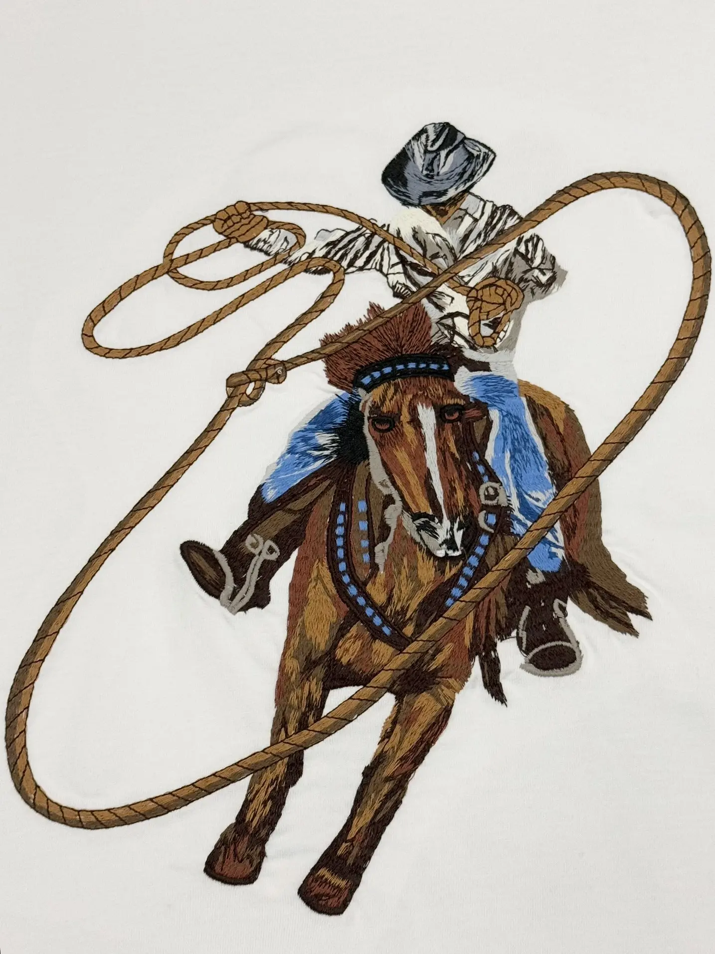 Embroidered Cowboy Lasso Cotton T-Shirt D14513398 — view 4