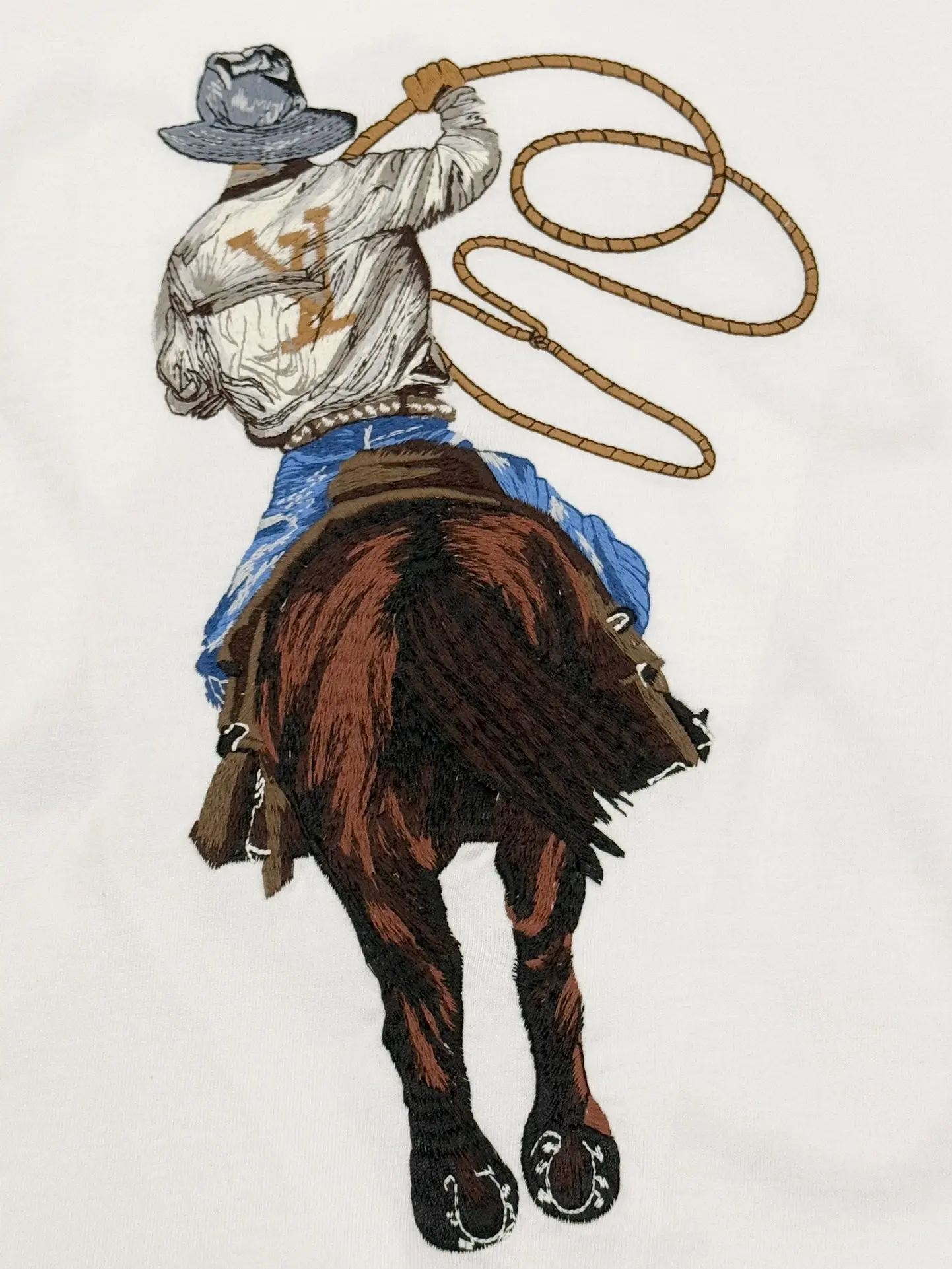 Embroidered Cowboy Lasso Cotton T-Shirt D14513398 — view 7