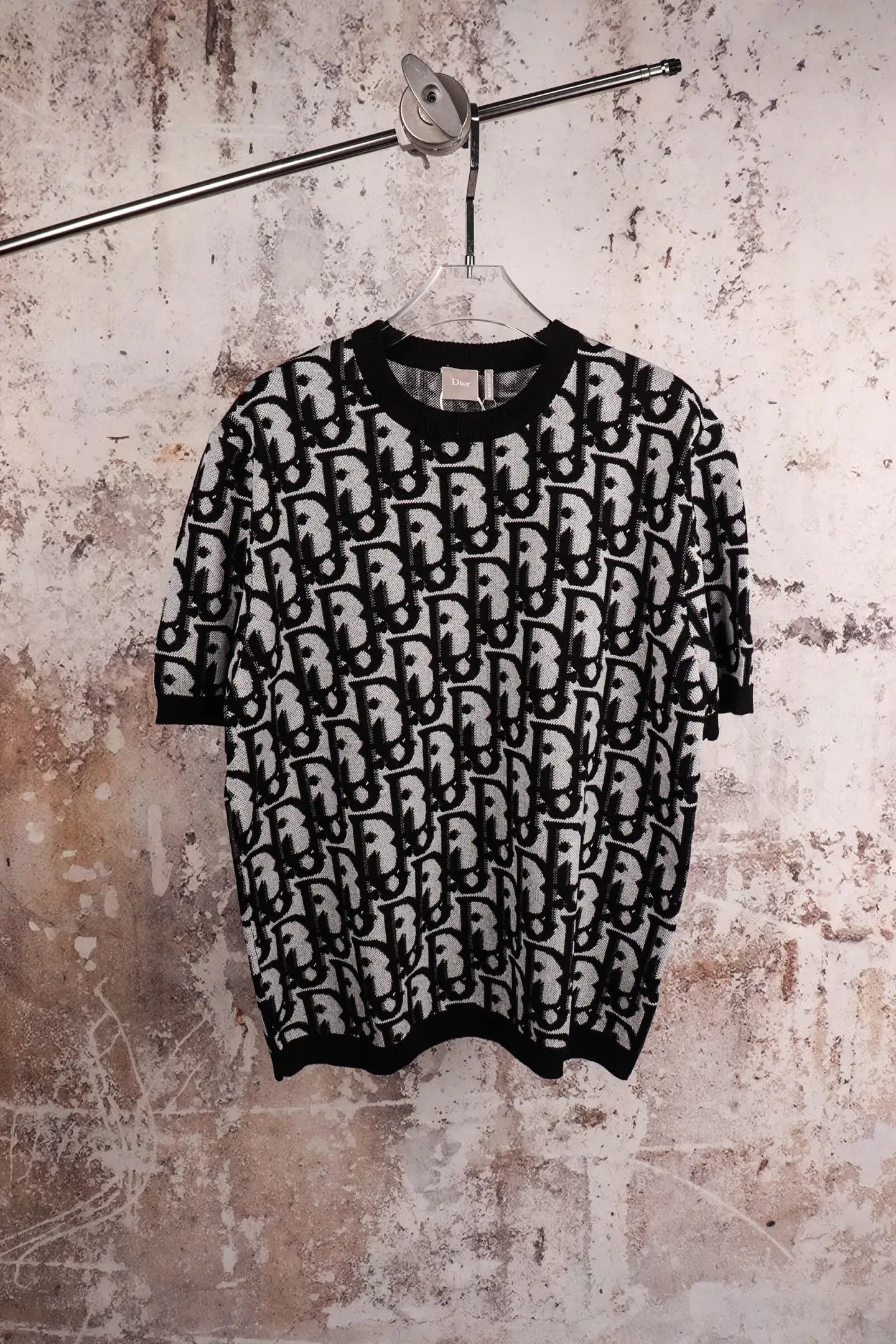 Oblique Print Cotton-Blend Knit T-Shirt D21520580