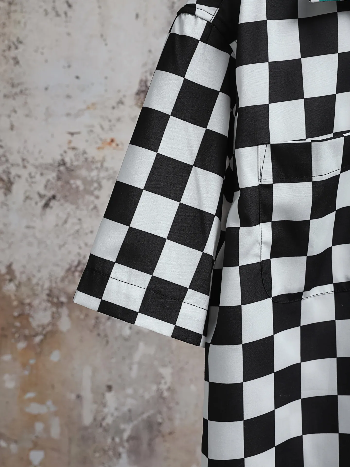 Damier Print Silk-Cotton Short-Sleeve Shirt D21520586 — view 7