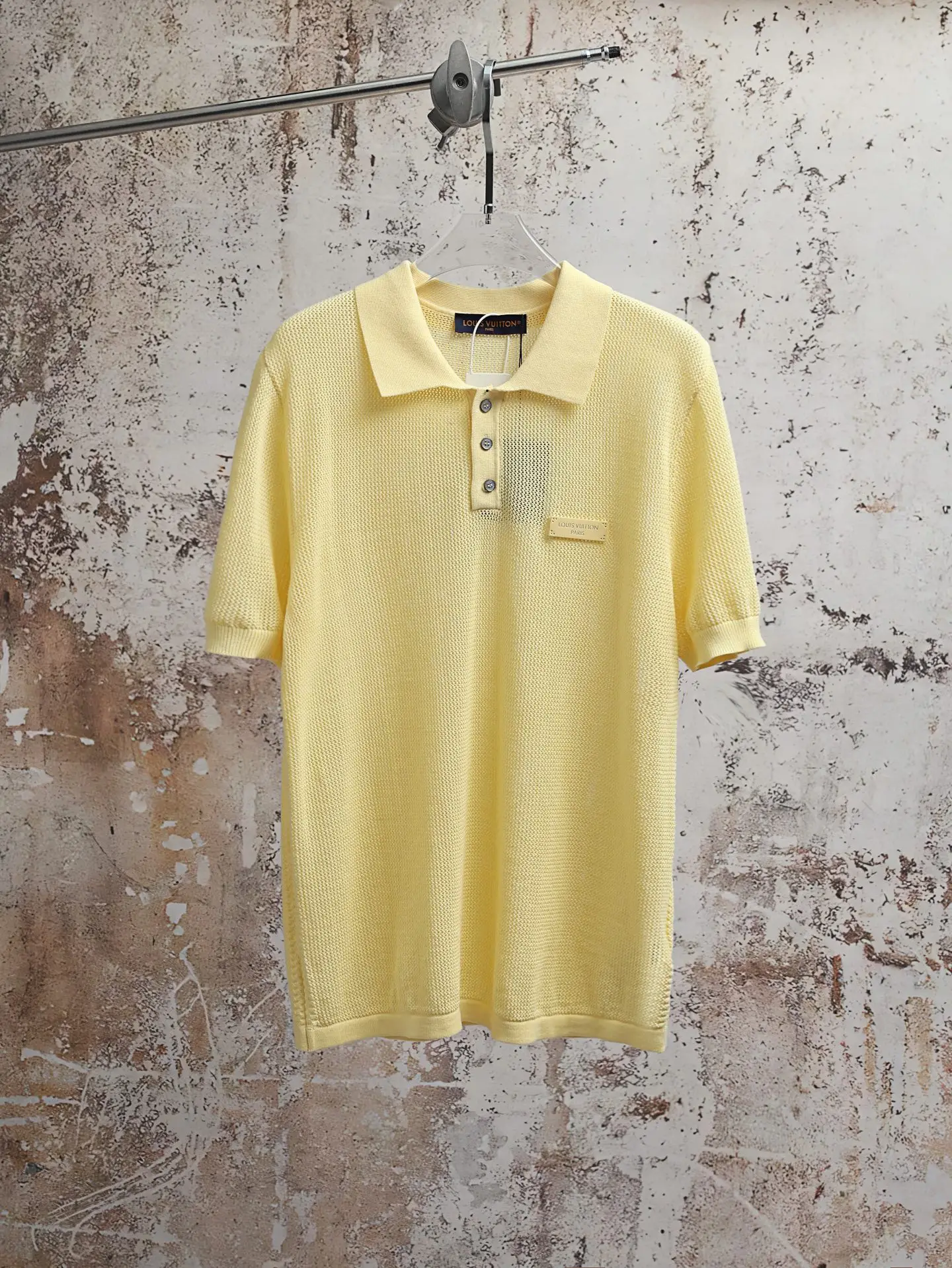 Logo-Patch Mesh Knit Cotton Polo Shirt D21520604