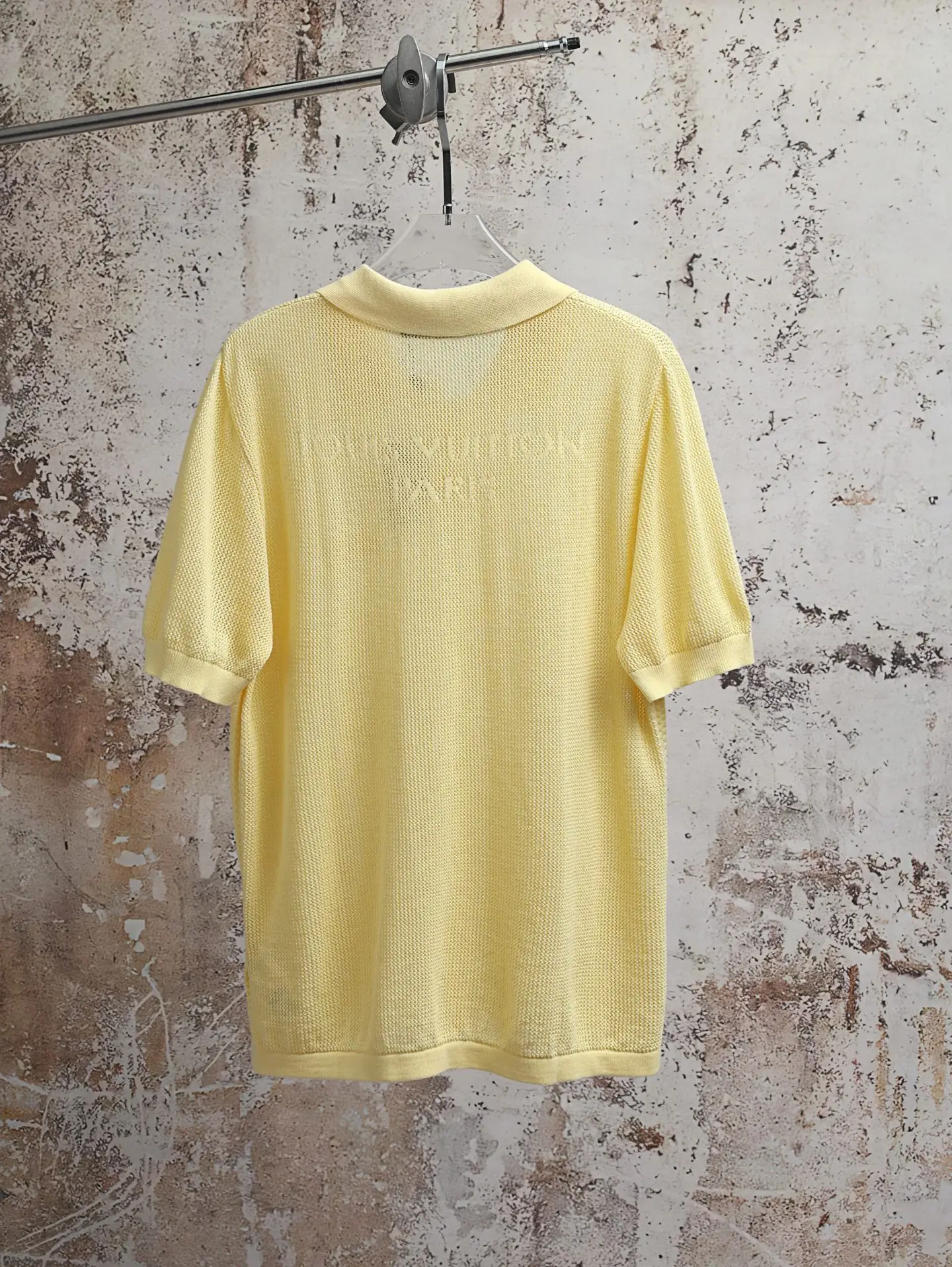 Logo-Patch Mesh Knit Cotton Polo Shirt D21520604 — view 2