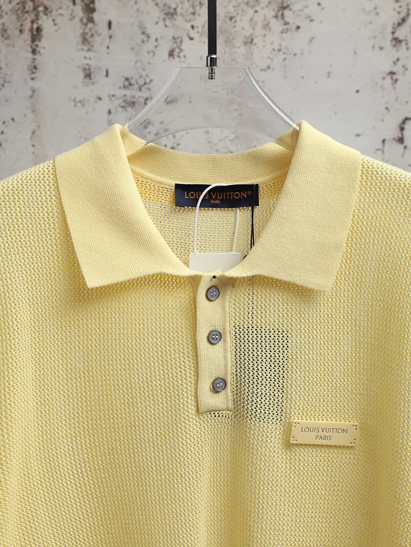Logo-Patch Mesh Knit Cotton Polo Shirt D21520604 — view 3