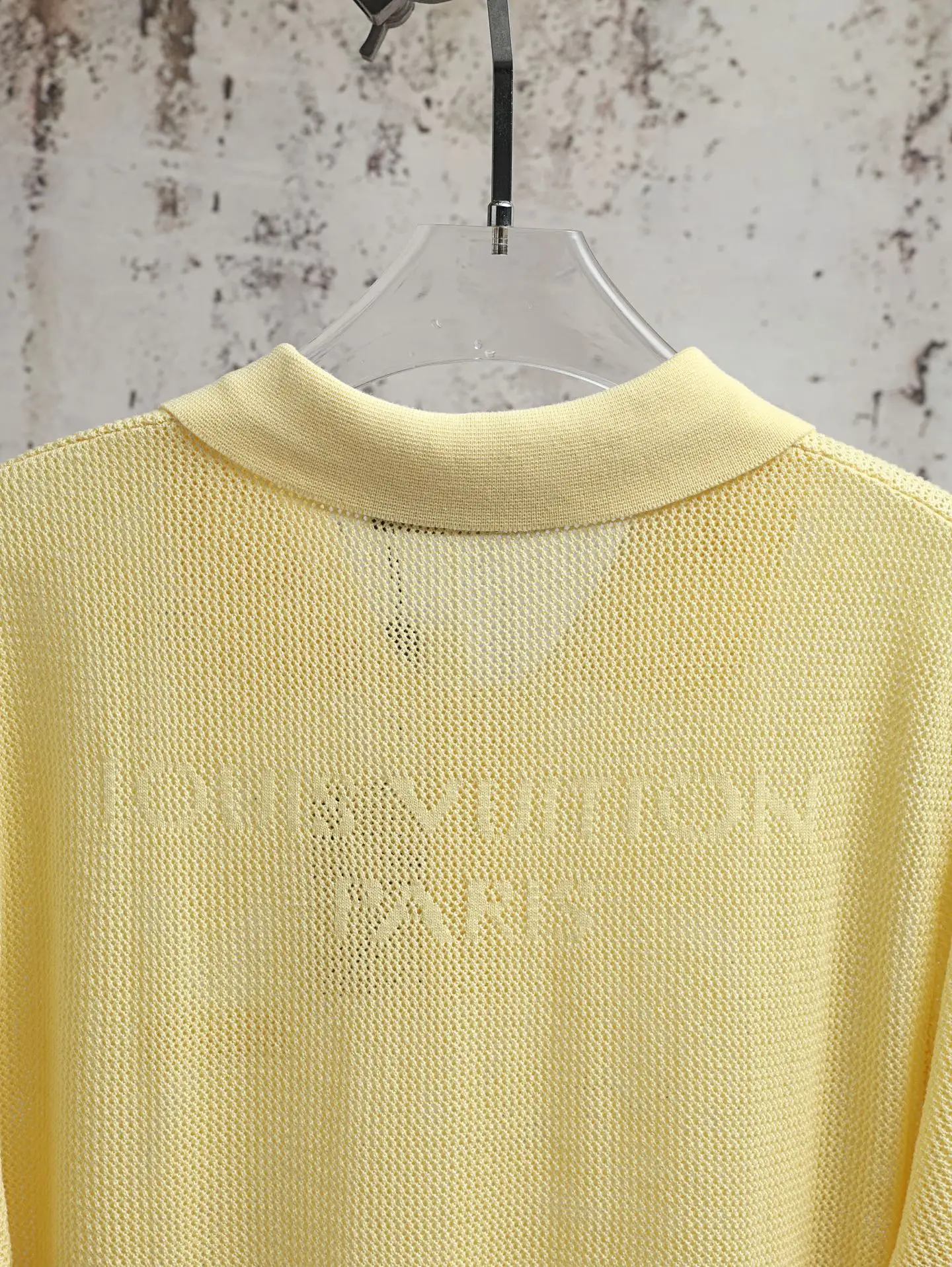 Logo-Patch Mesh Knit Cotton Polo Shirt D21520604 — view 6