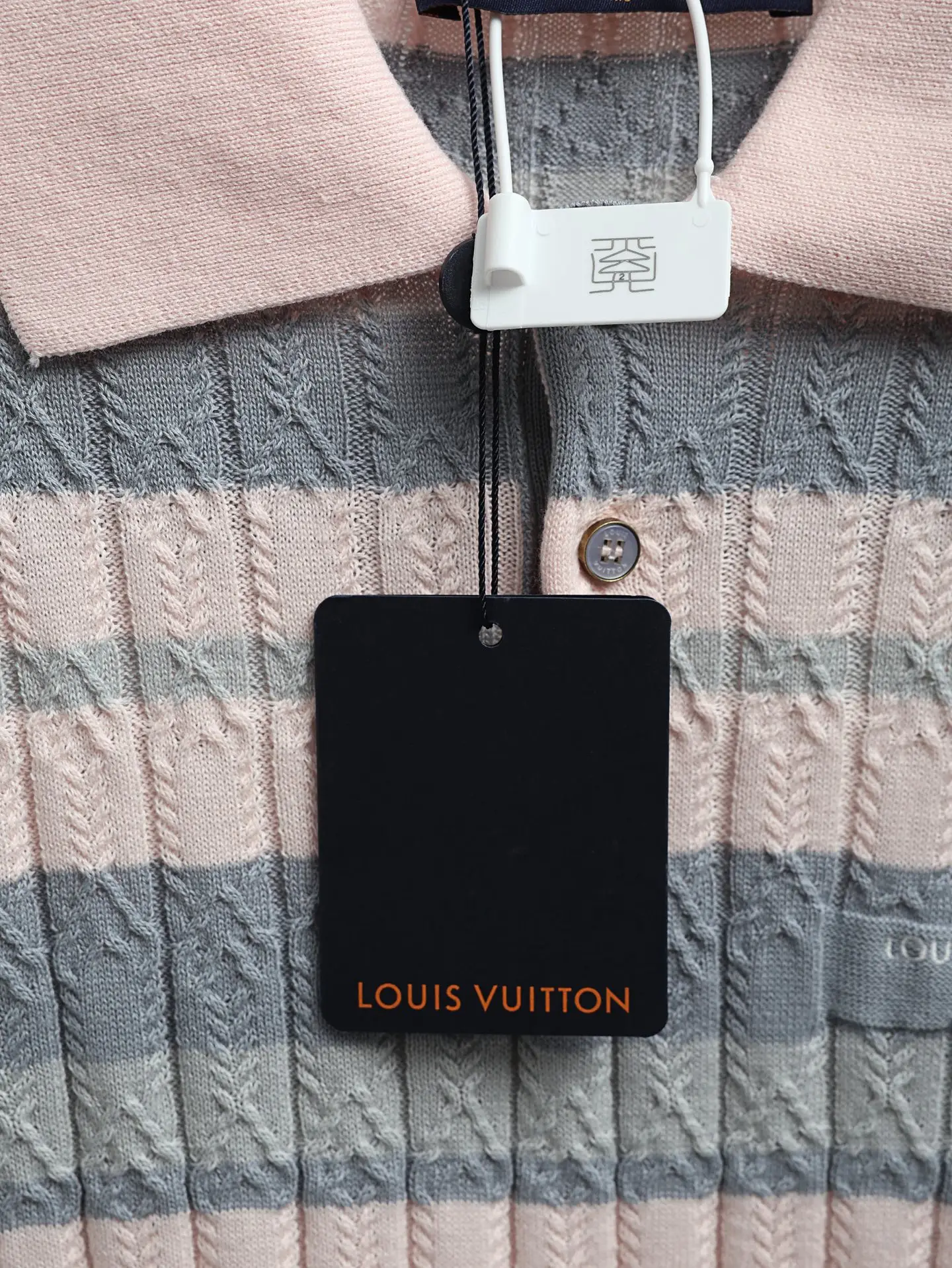 Striped Cable-Knit Cotton Polo Shirt D23020603 — view 5