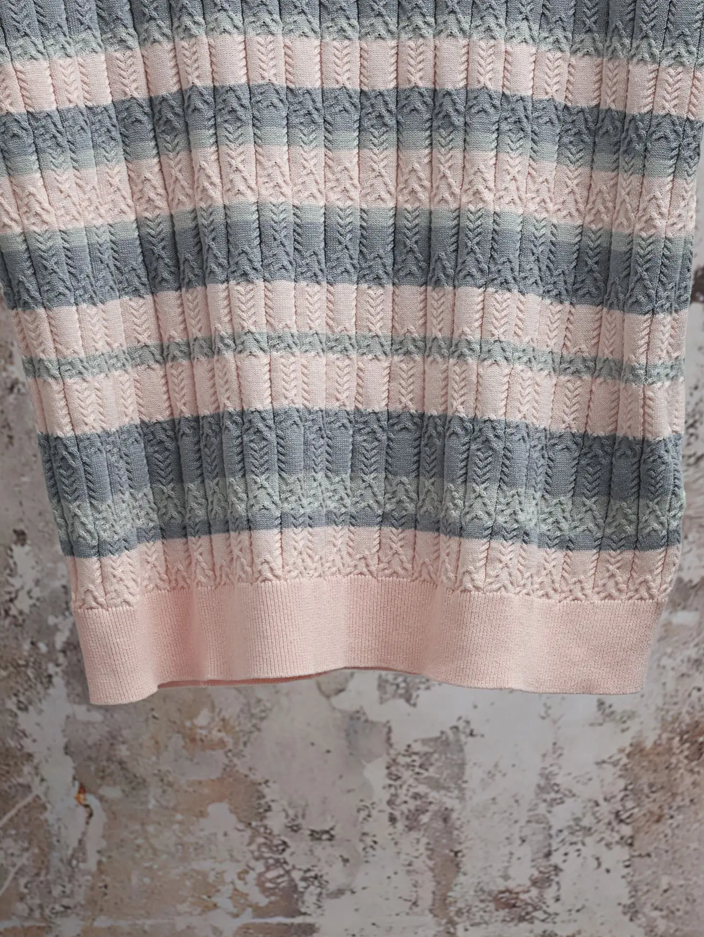Striped Cable-Knit Cotton Polo Shirt D23020603 — view 6