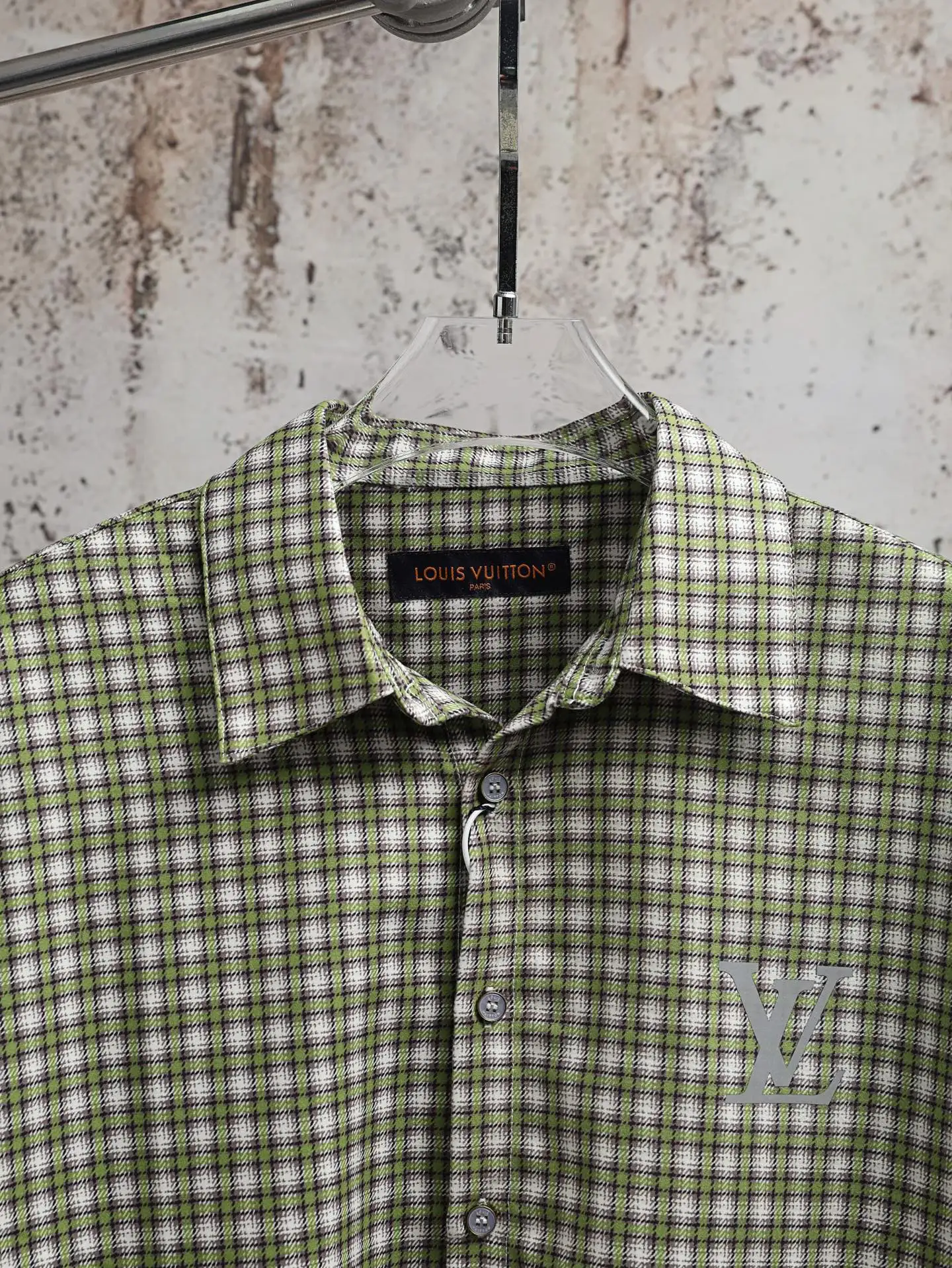 Monogram Reflective Plaid Long-Sleeve Shirt D26020595 — view 3