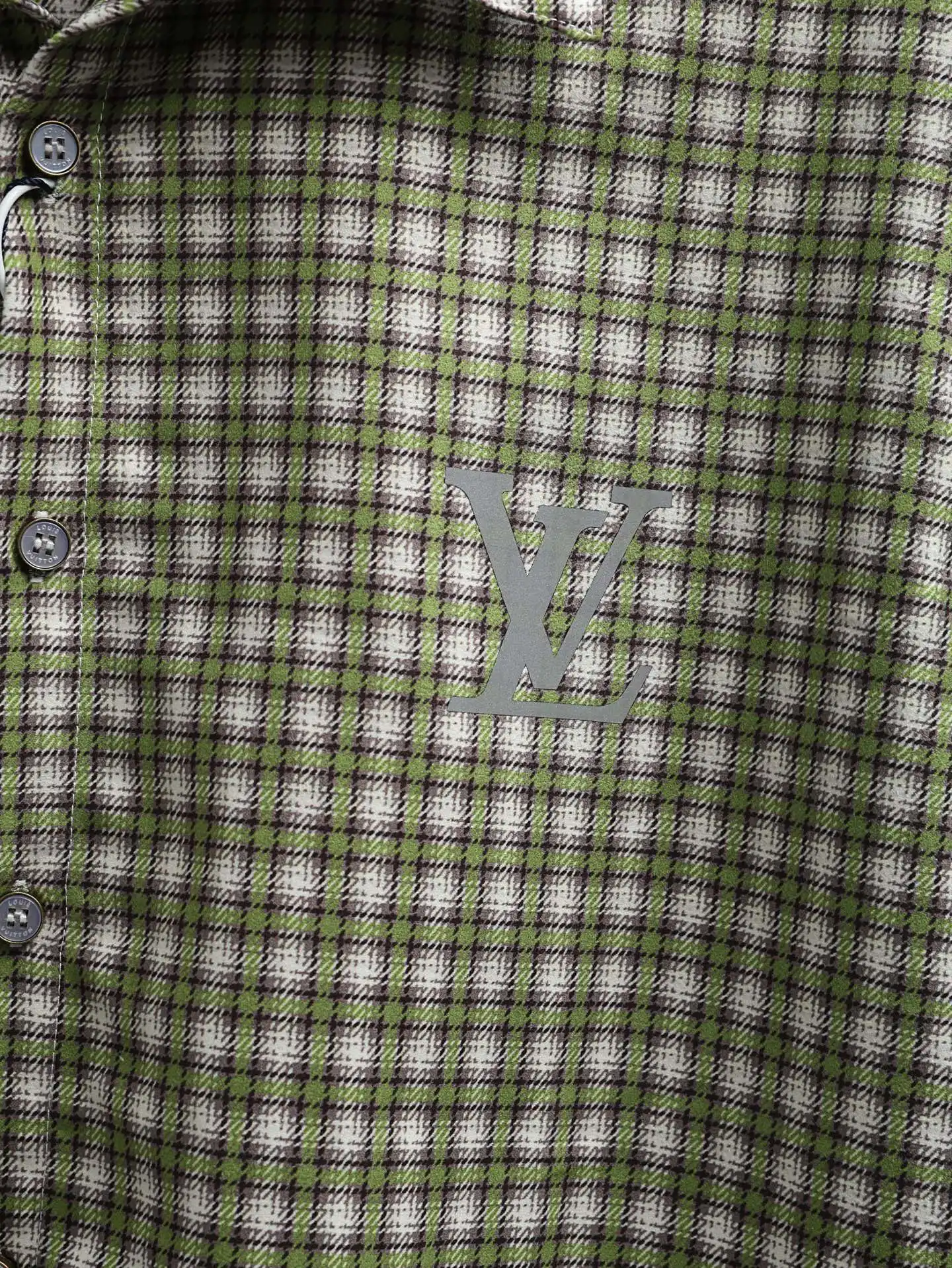 Monogram Reflective Plaid Long-Sleeve Shirt D26020595 — view 4