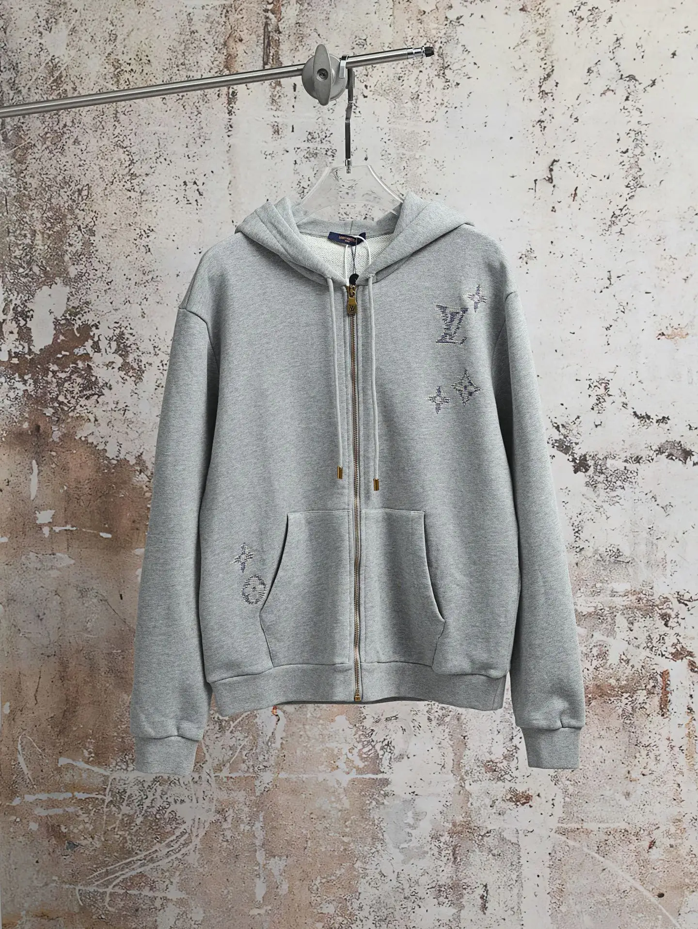 Embroidered Monogram Zip-Up Hoodie D27020621