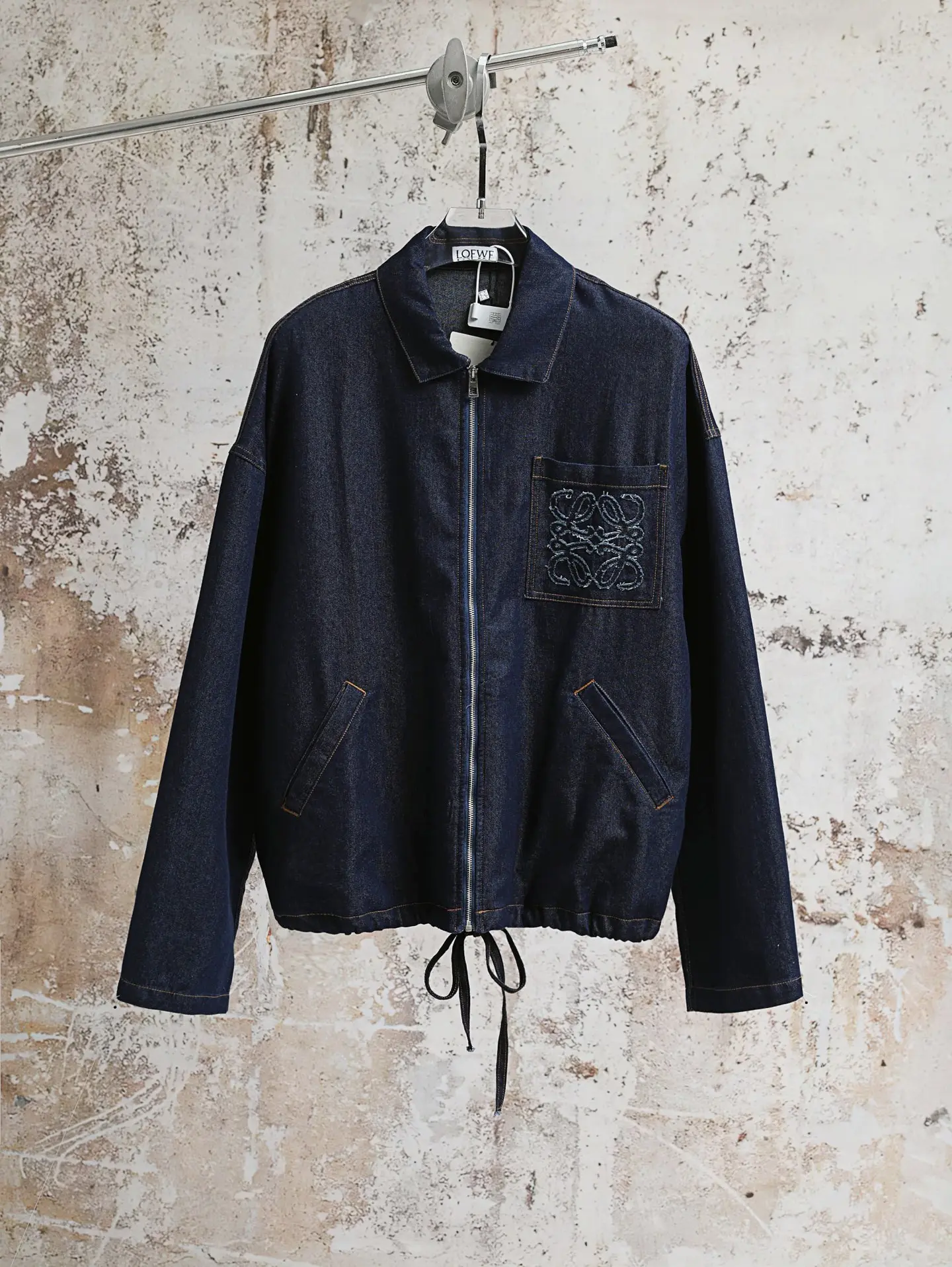 Anagram Embroidered Denim Zip-Up Jacket D28020592