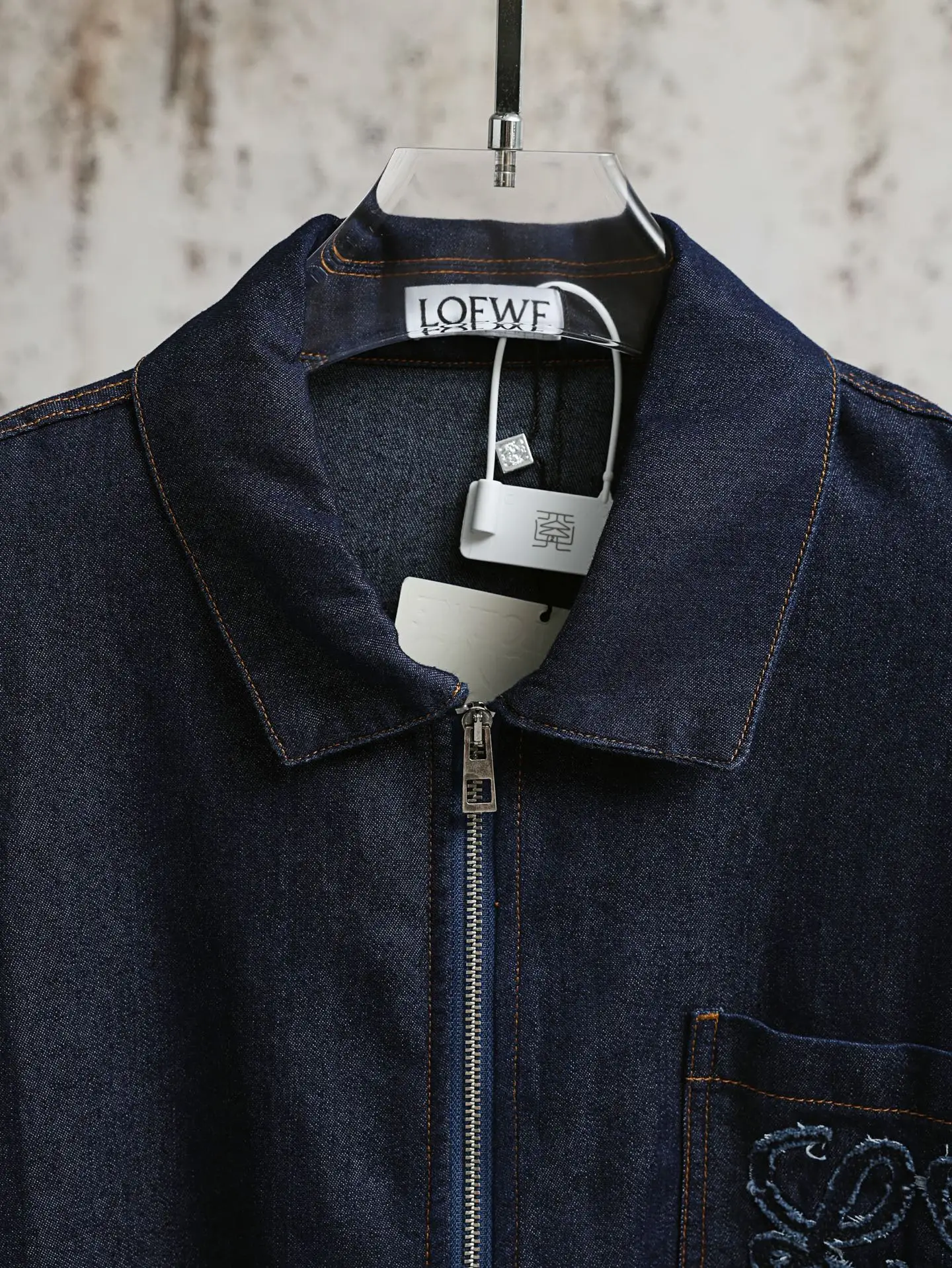 Anagram Embroidered Denim Zip-Up Jacket D28020592 — view 4