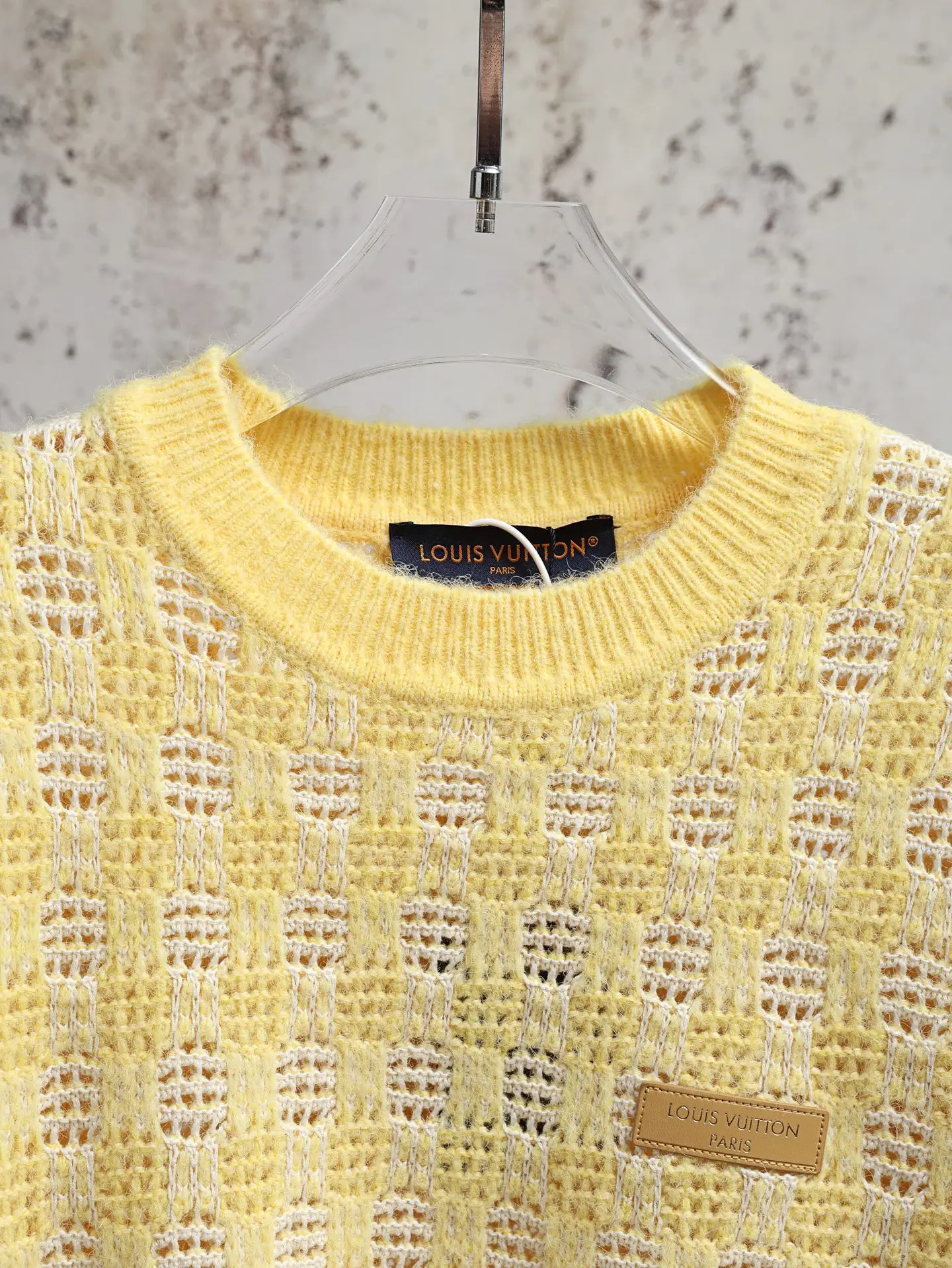 Checkered Open-Knit Cotton and Wool Sweater D29520583 — view 4