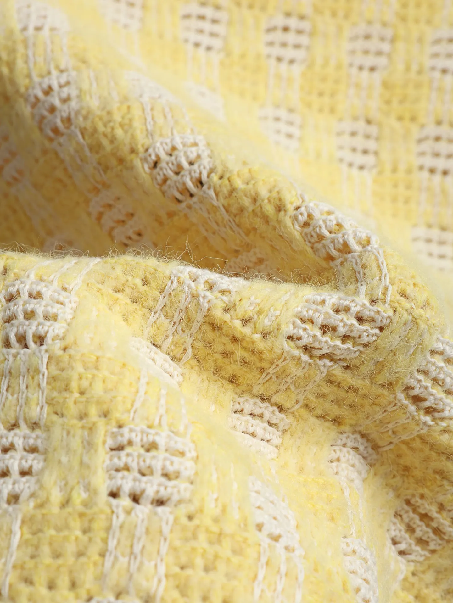 Checkered Open-Knit Cotton and Wool Sweater D29520583 — view 9