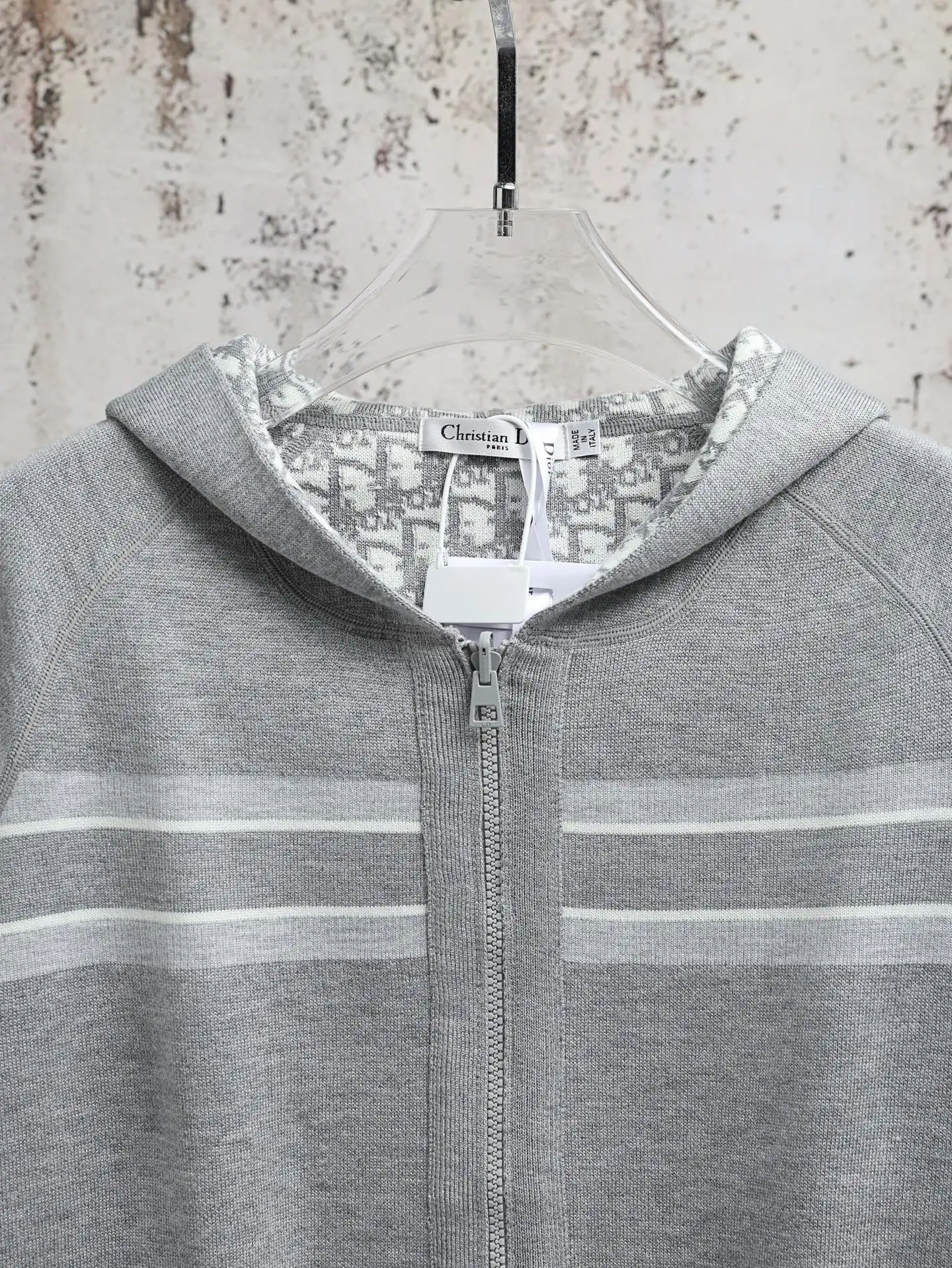 Oblique Reversible Cashmere-Blend Zip Hoodie D31020611 — view 3