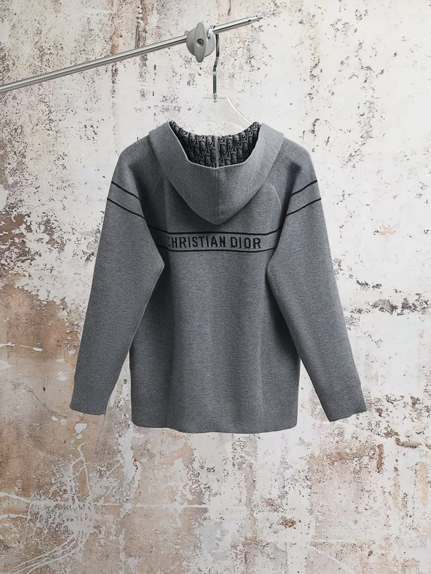 Oblique Reversible Cashmere-Blend Hooded Cardigan D32020610 — view 2