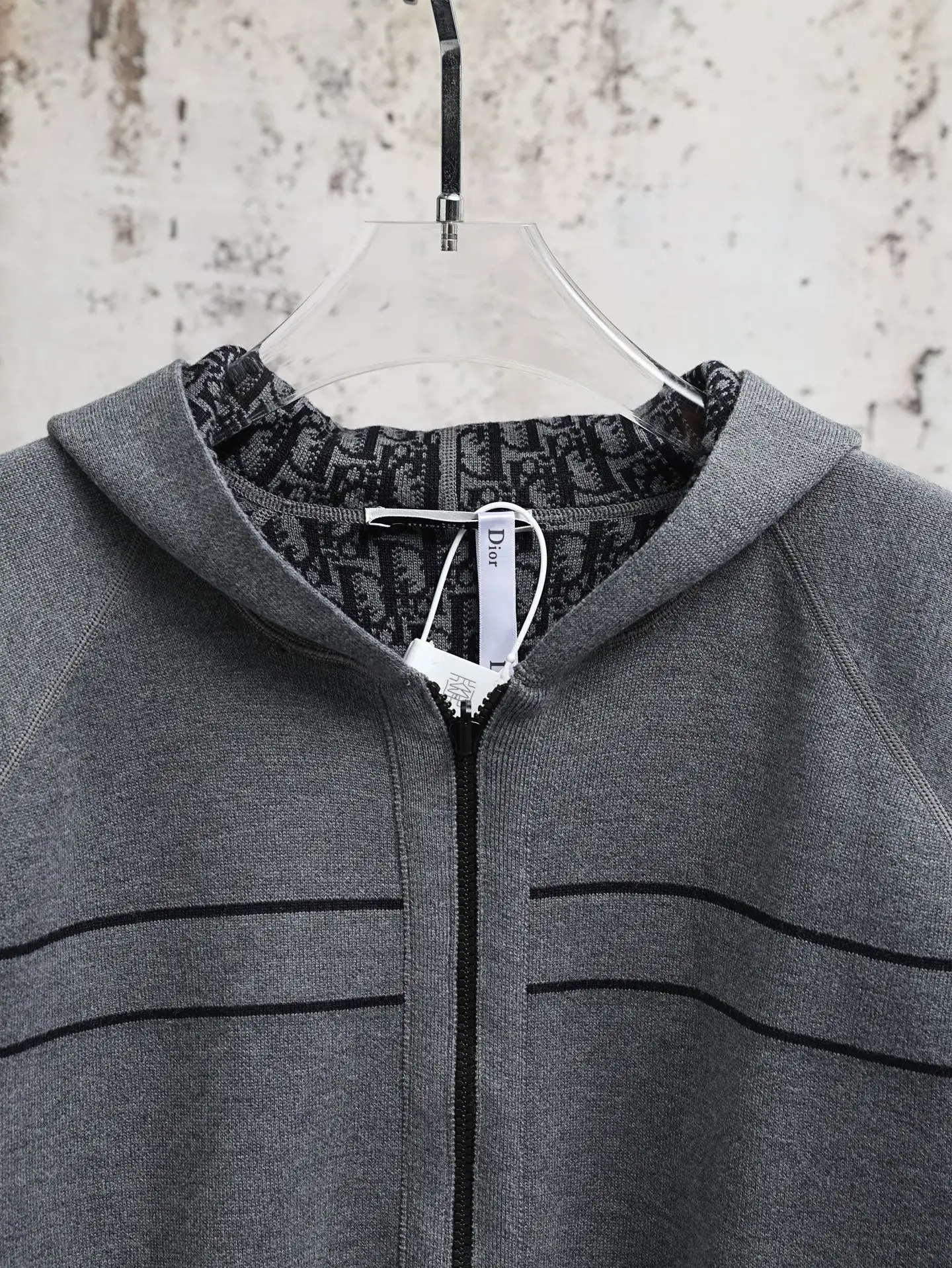 Oblique Reversible Cashmere-Blend Hooded Cardigan D32020610 — view 3