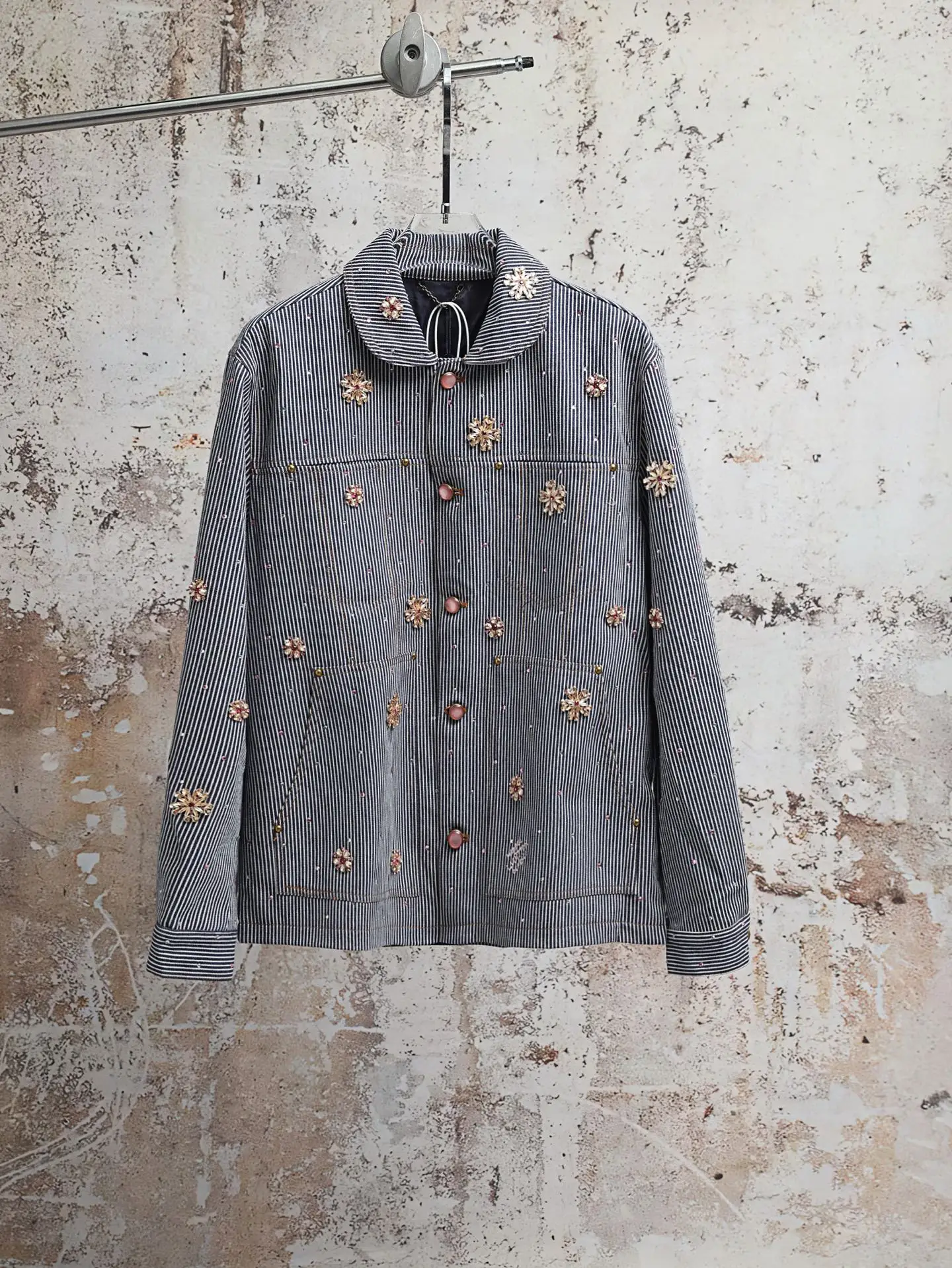 LV x Nigo Embroidered Striped Denim Workwear Jacket D33020607