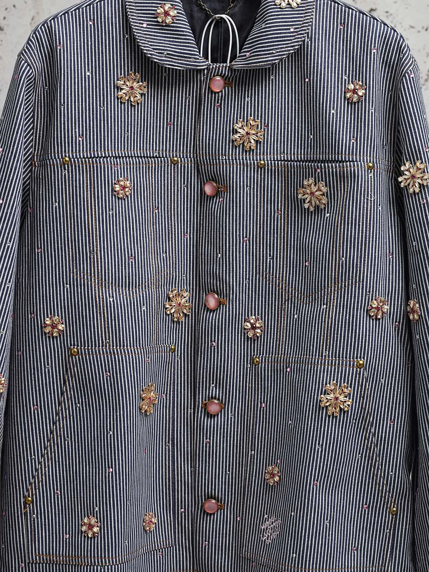 LV x Nigo Embroidered Striped Denim Workwear Jacket D33020607 — view 3