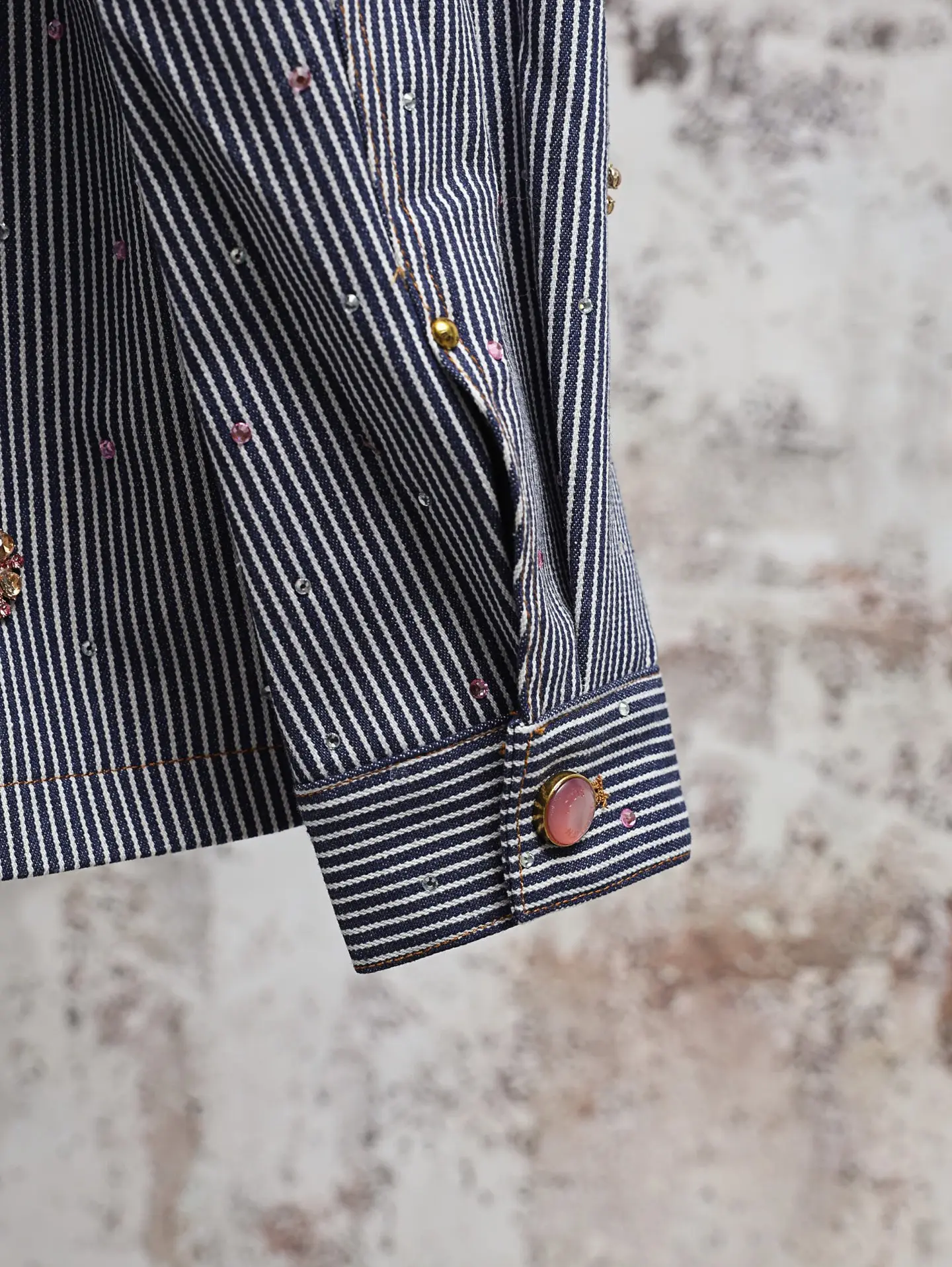 LV x Nigo Embroidered Striped Denim Workwear Jacket D33020607 — view 6