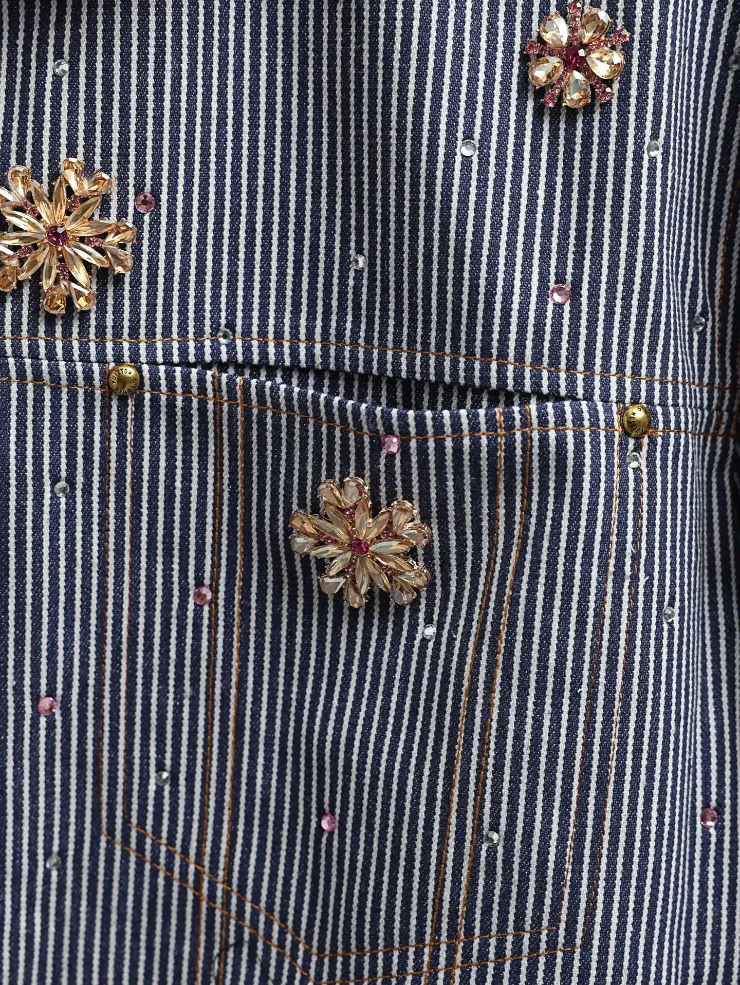 LV x Nigo Embroidered Striped Denim Workwear Jacket D33020607 — view 8