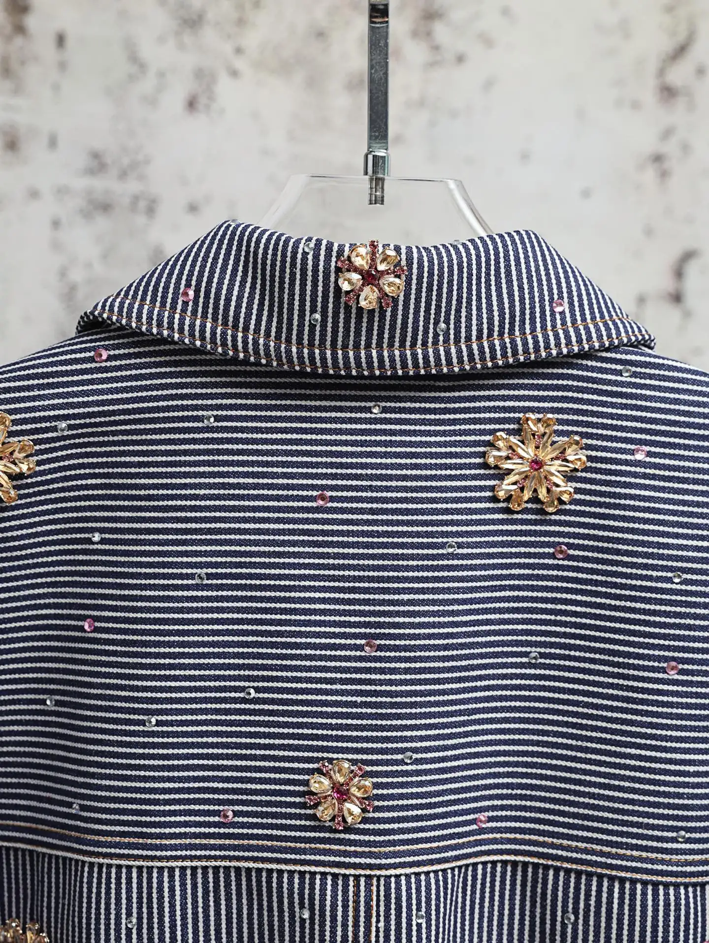 LV x Nigo Embroidered Striped Denim Workwear Jacket D33020607 — view 9