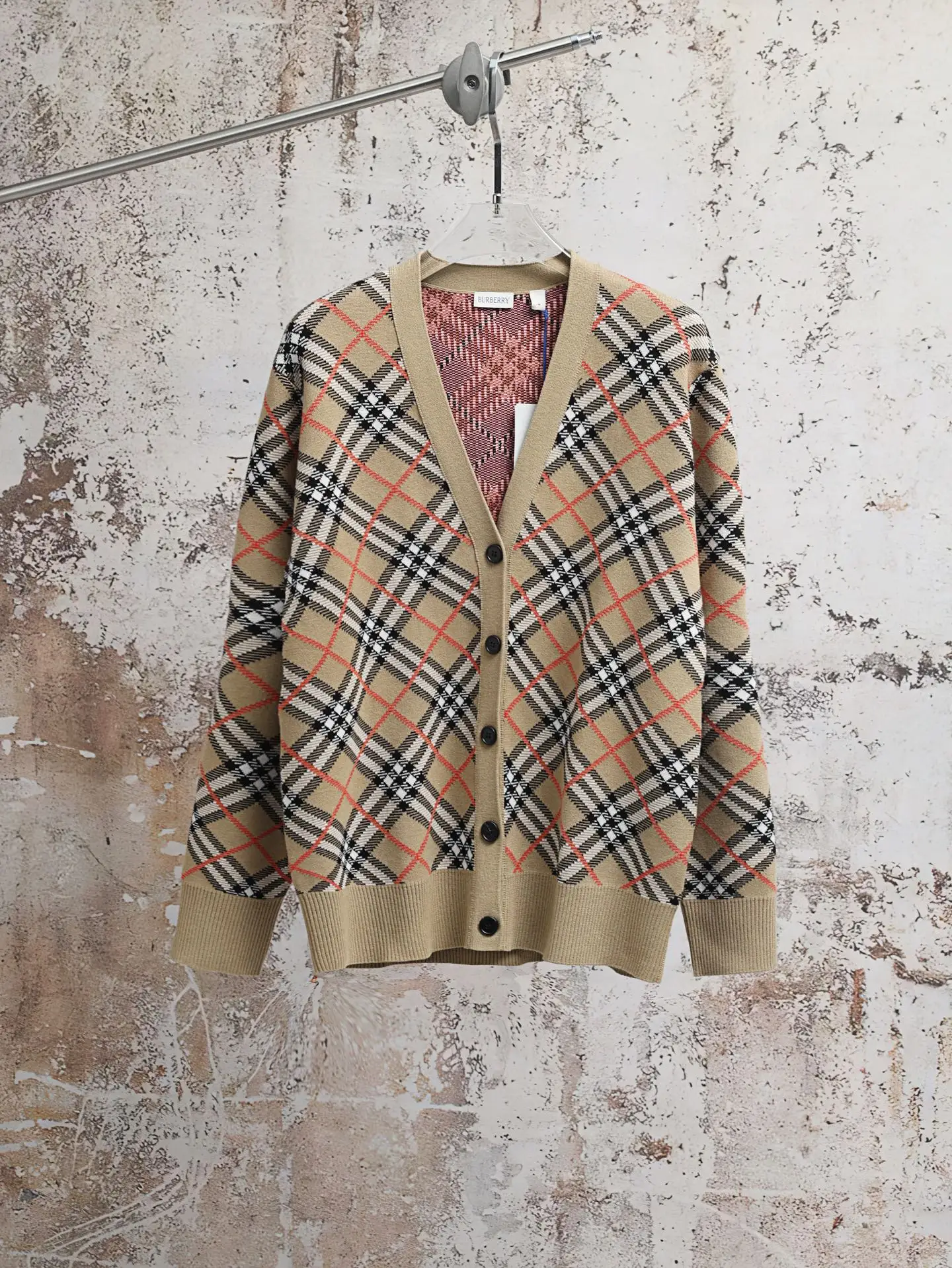 Check Cotton and Wool-Blend Cardigan D34020613