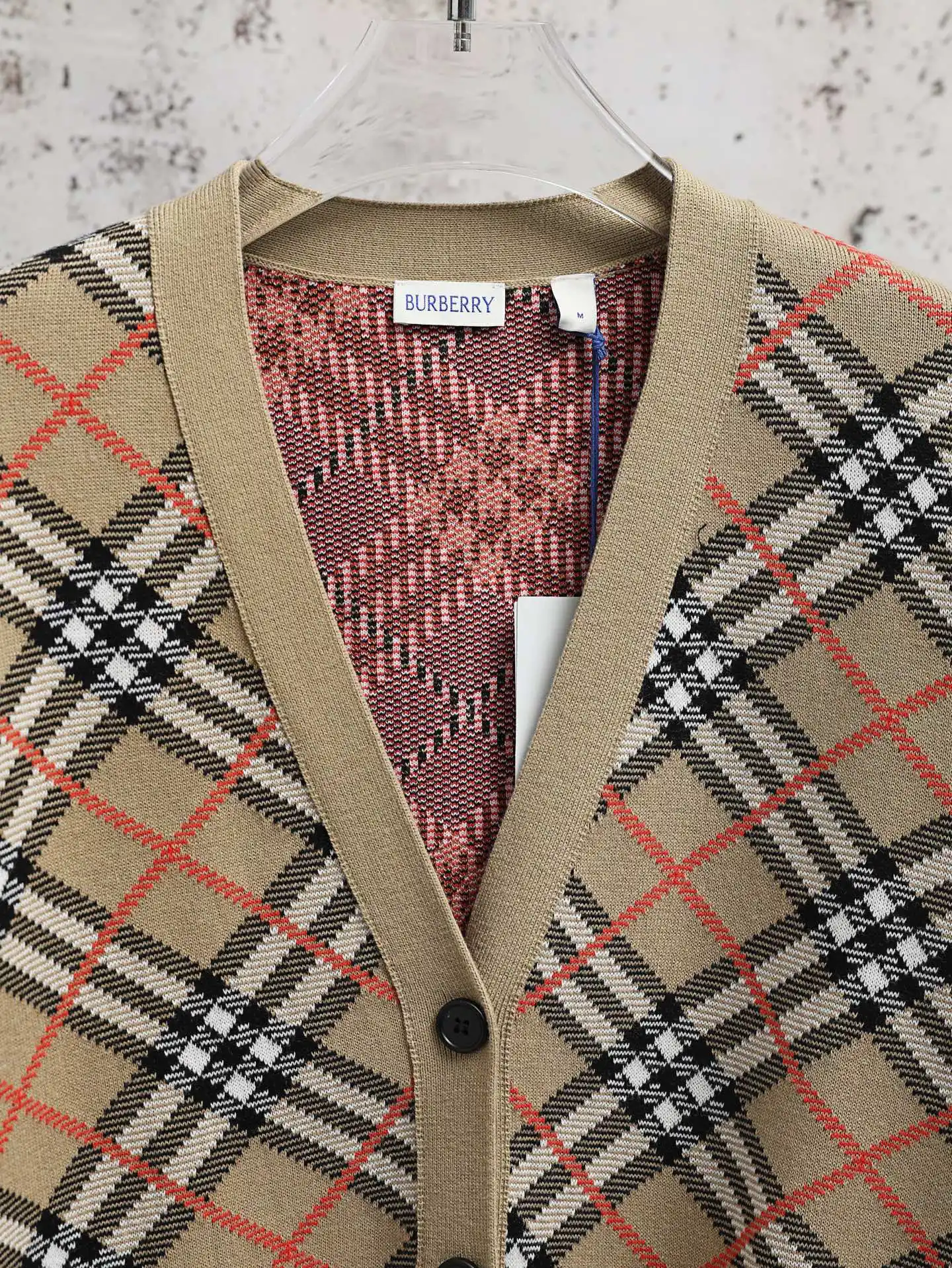 Check Cotton and Wool-Blend Cardigan D34020613 — view 3