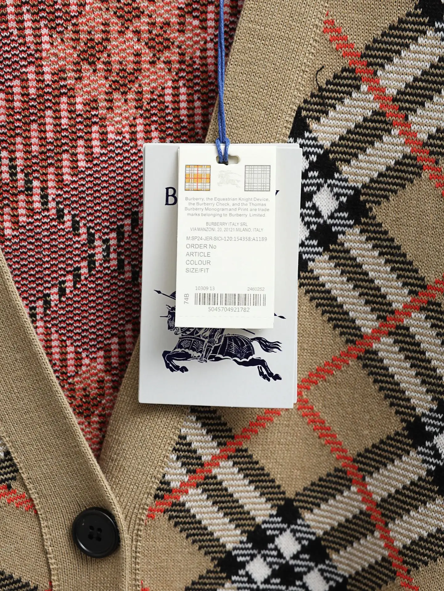 Check Cotton and Wool-Blend Cardigan D34020613 — view 5