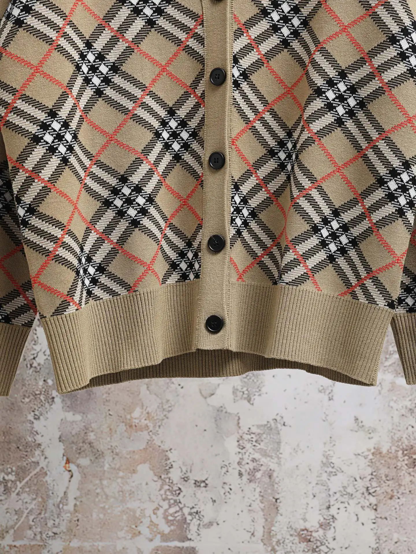 Check Cotton and Wool-Blend Cardigan D34020613 — view 7