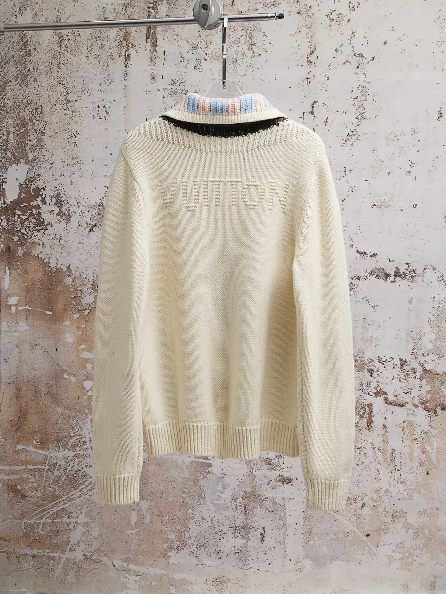 Damier Collar Zip-Up Wool Cardigan D34020588 — view 2
