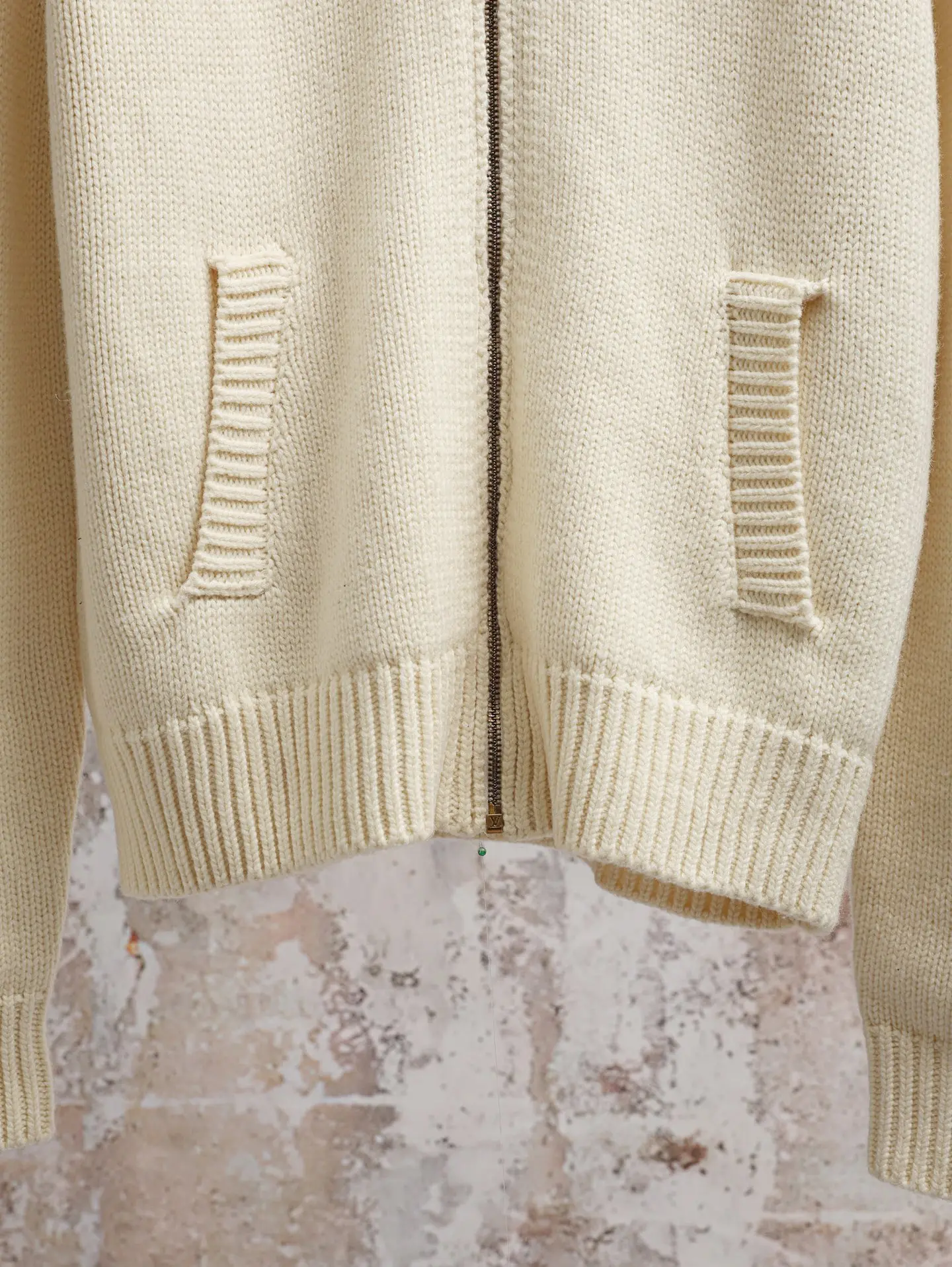 Damier Collar Zip-Up Wool Cardigan D34020588 — view 6