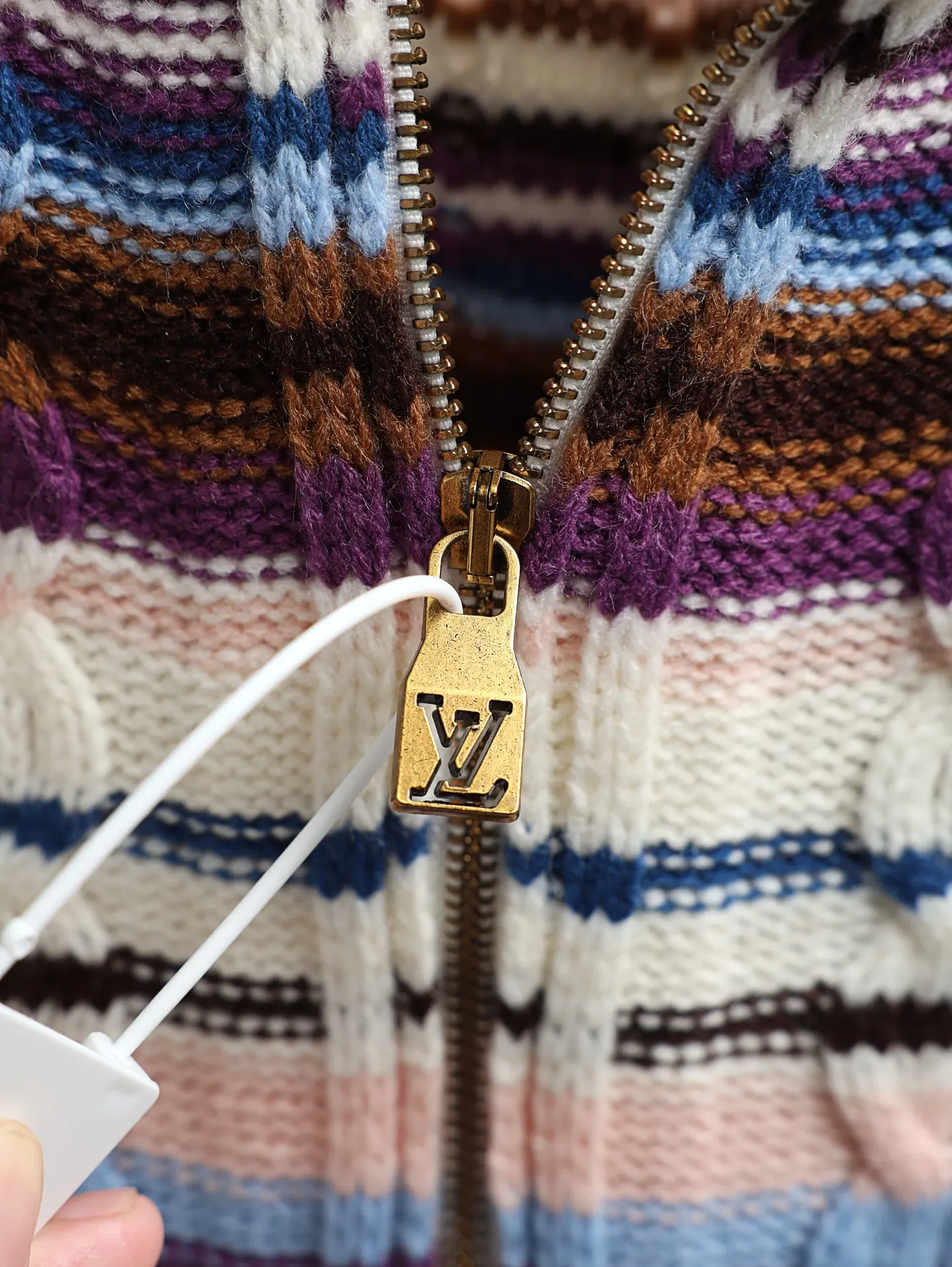 Striped Cable-Knit Zip-Up Cardigan D34020589 — view 6