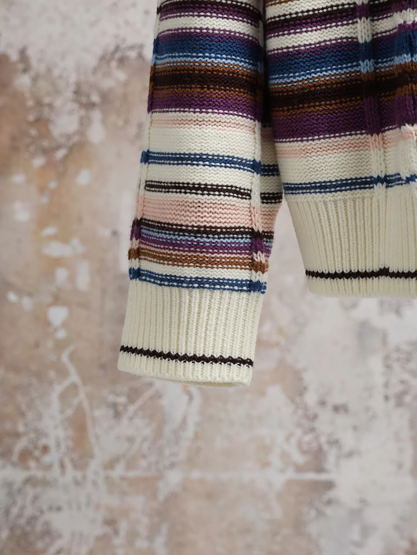 Striped Cable-Knit Zip-Up Cardigan D34020589 — view 7